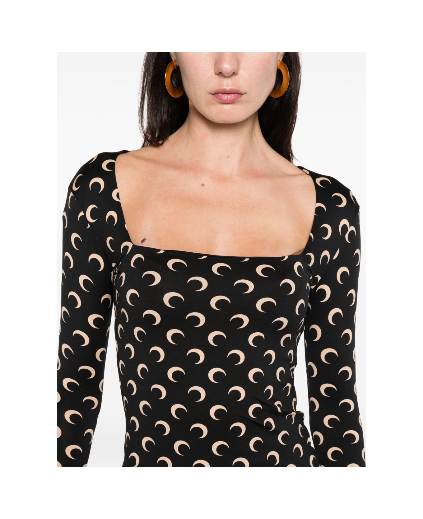 Marine Serre Moon Print Square-neck Top - Black