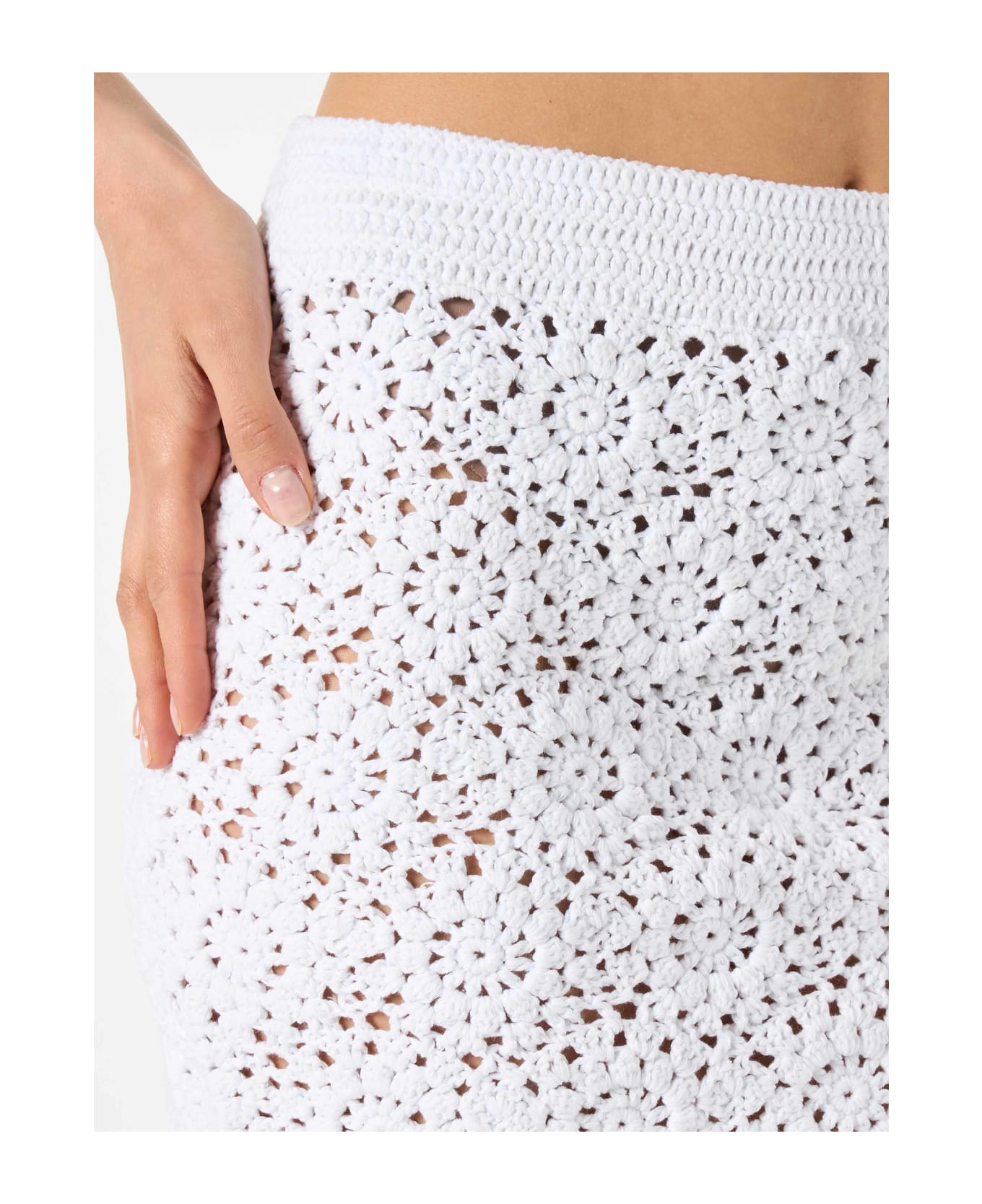 MC2 Saint Barth White Crochet Mini Skirt - WHITE スカート