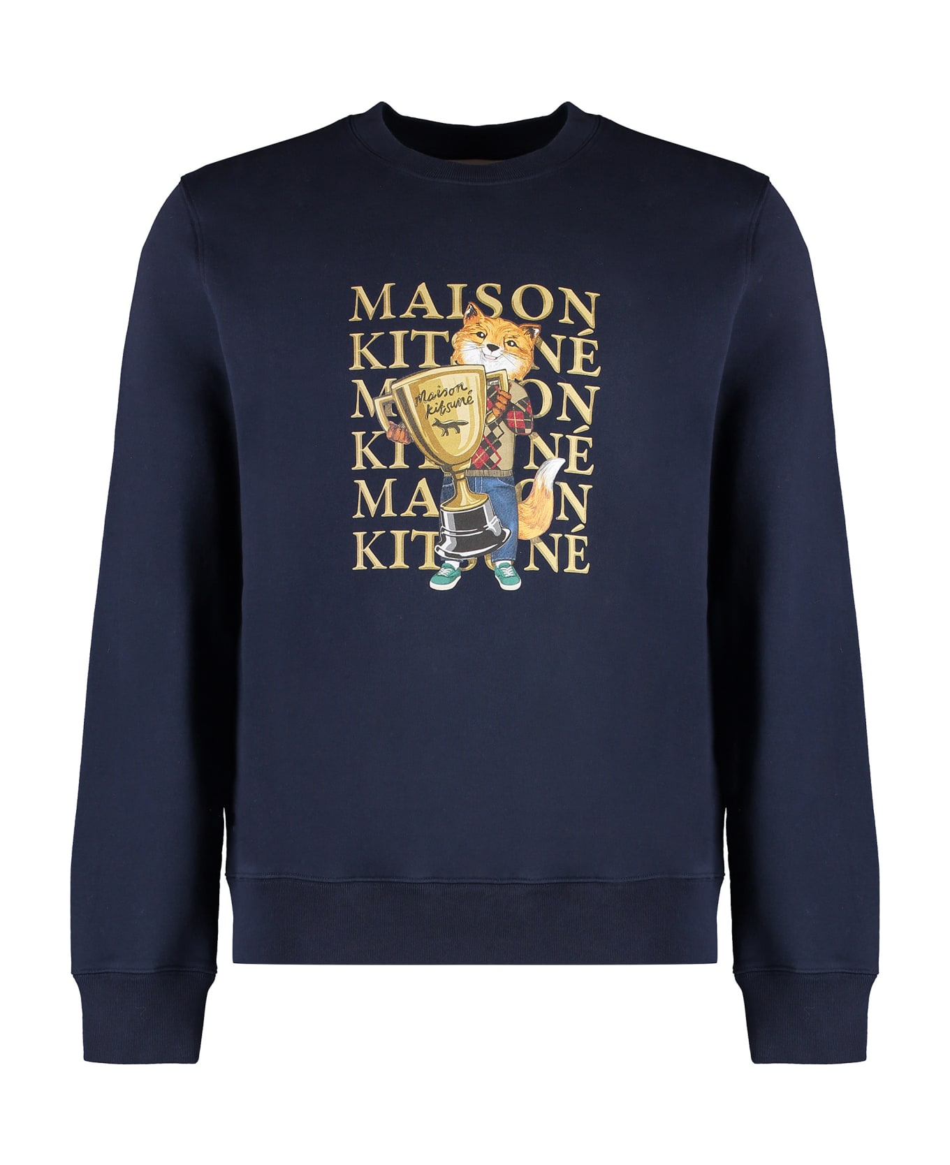 Maison Kitsuné Printed Cotton Sweatshirt - blue
