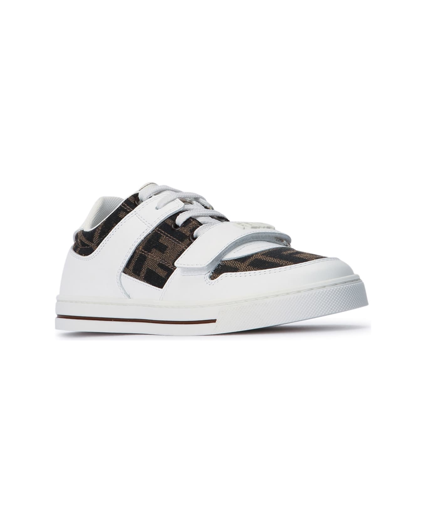 Fendi Sneaker Vitello+tess.jacq.ff - BIANCOTABACCONERO