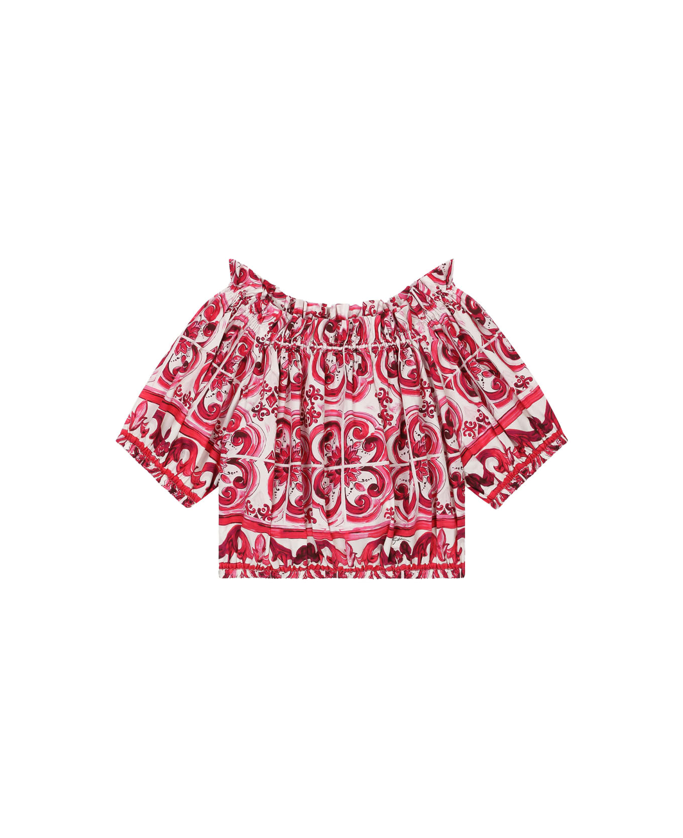 Dolce & Gabbana Poplin Top With Fuchsia Majolica Print - Pink トップス