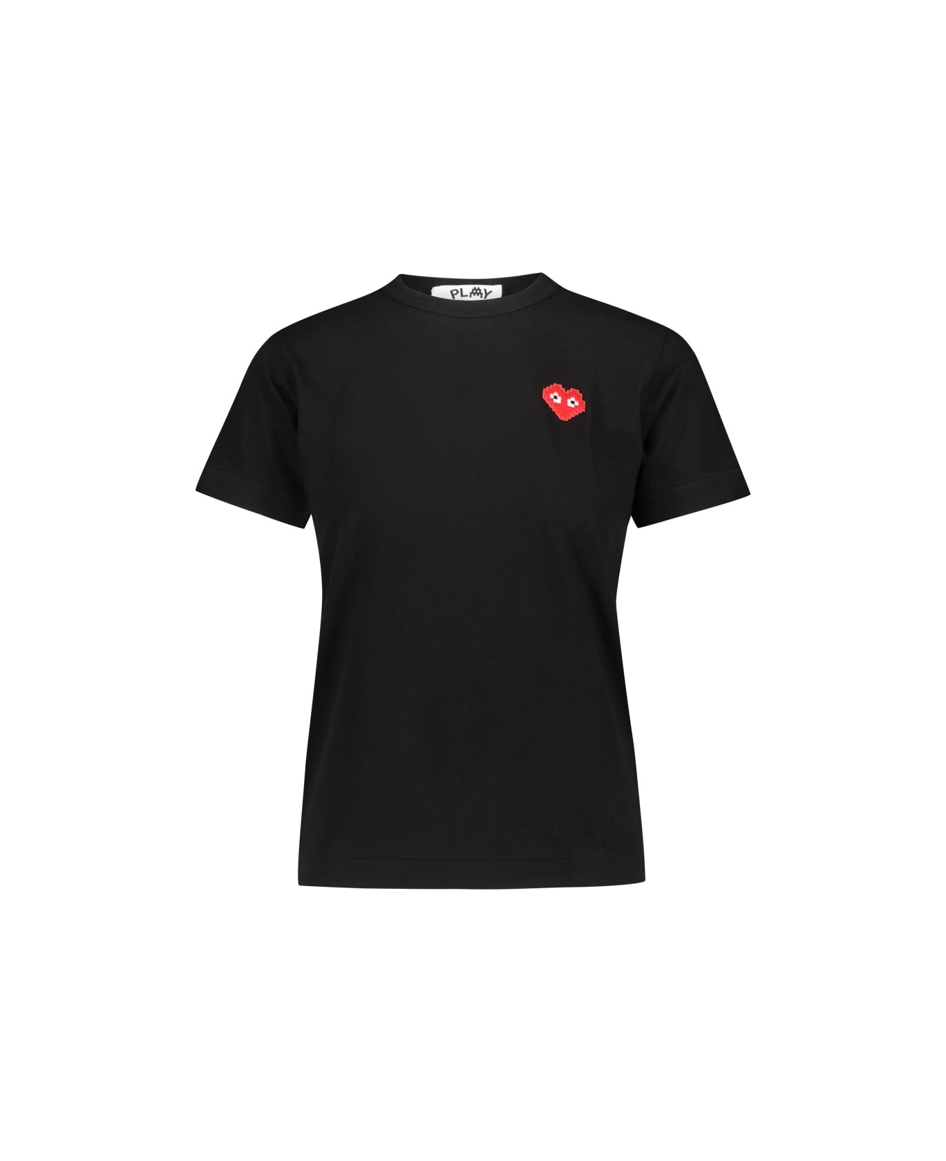 Comme des Garçons Play T-shirt With Red Pixelated Heart - Blk Tシャツ