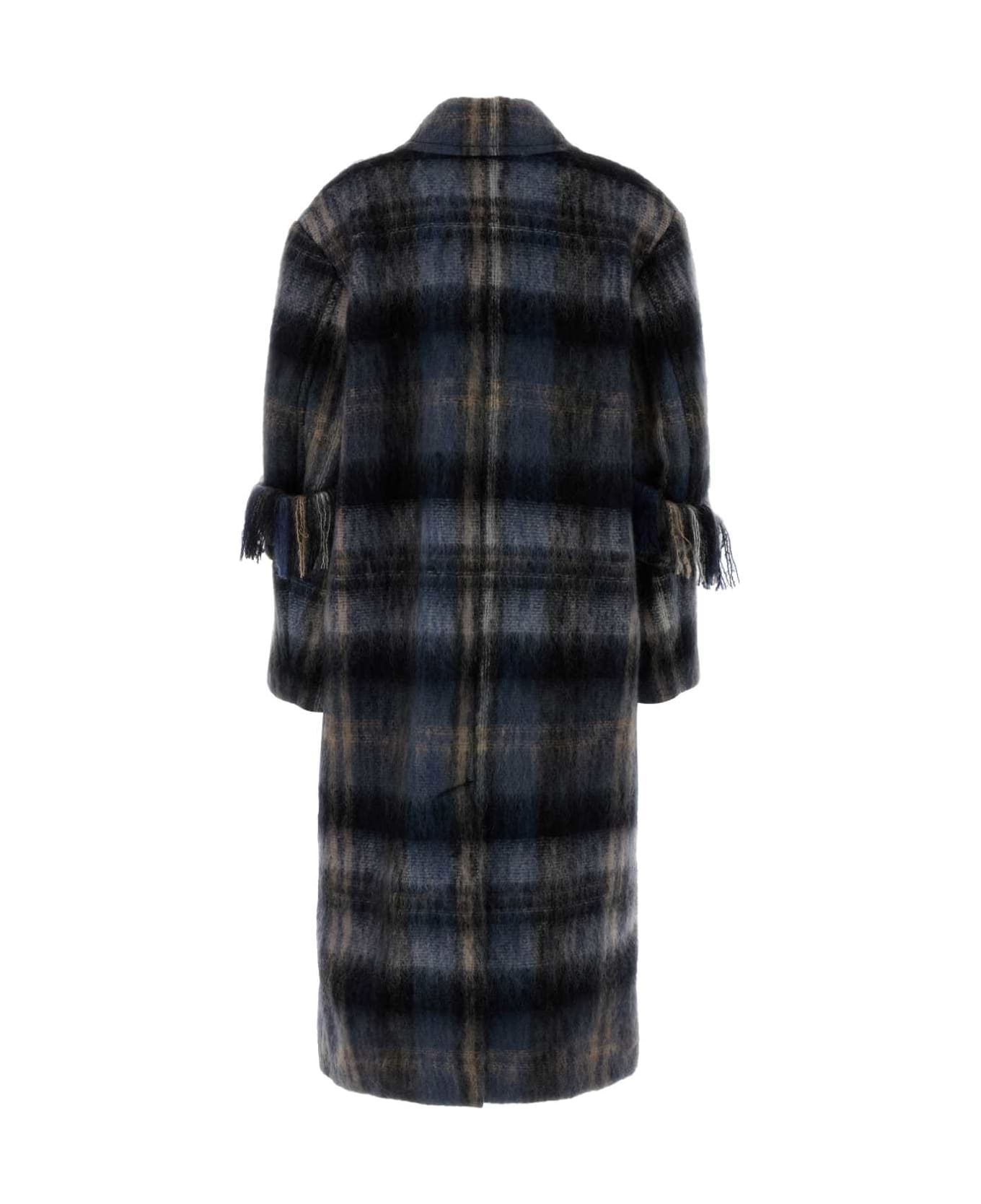 Loewe Embroidered Mohair Blend Coat - BLUE/MULTICOLOR