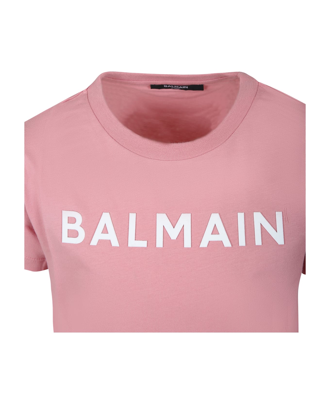 Balmain Pink T-shirt For Girl With Logo - Pink