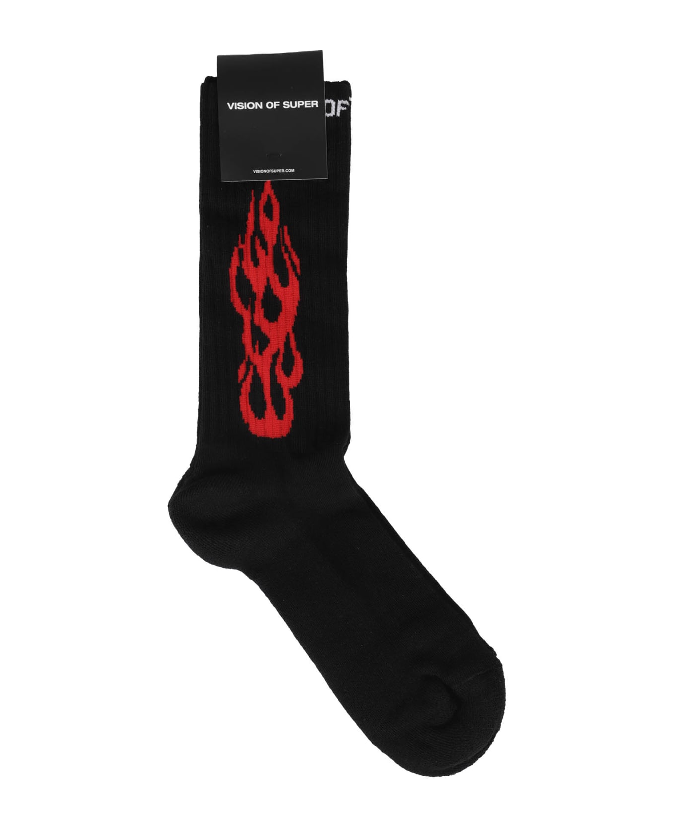 Vision of Super Black Socks With Red Tribal - Black Red