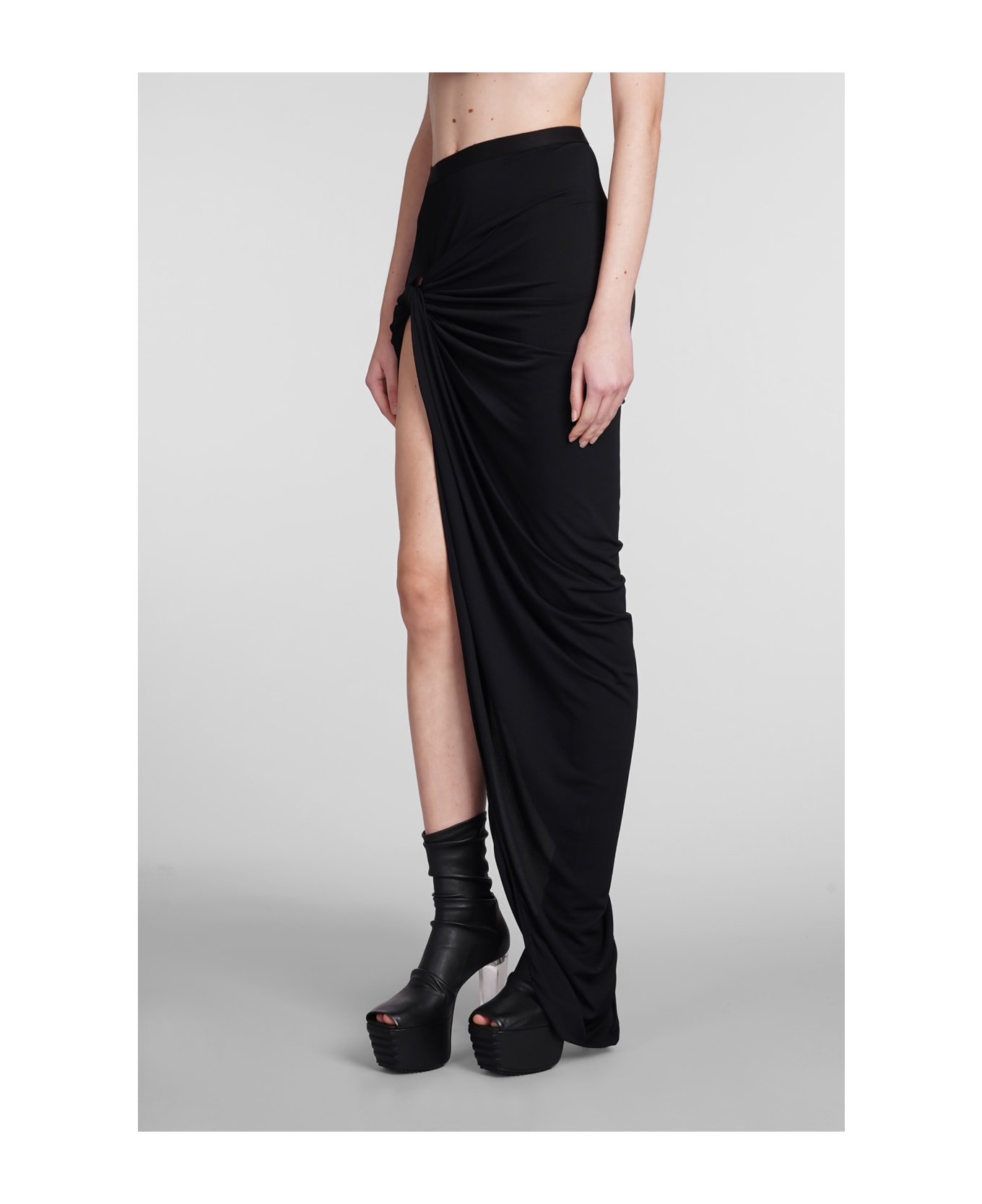 Rick Owens Lilies Twist Edfu Skirt In Black Viscose - black
