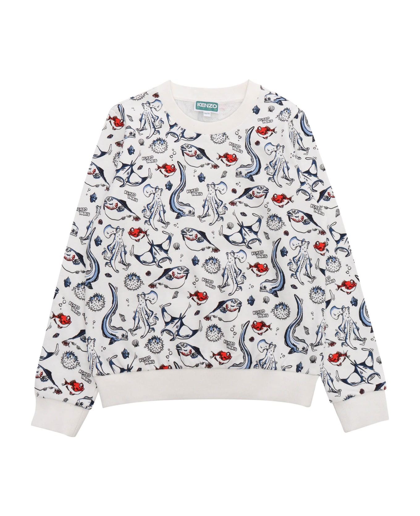 Kenzo Kids White Sweater With Prints - WHITE ニットウェア＆スウェットシャツ