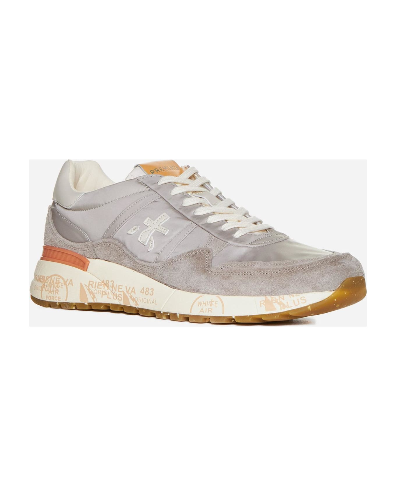 Premiata Landeck Leather, Nylon And Suede Sneakers - Grey