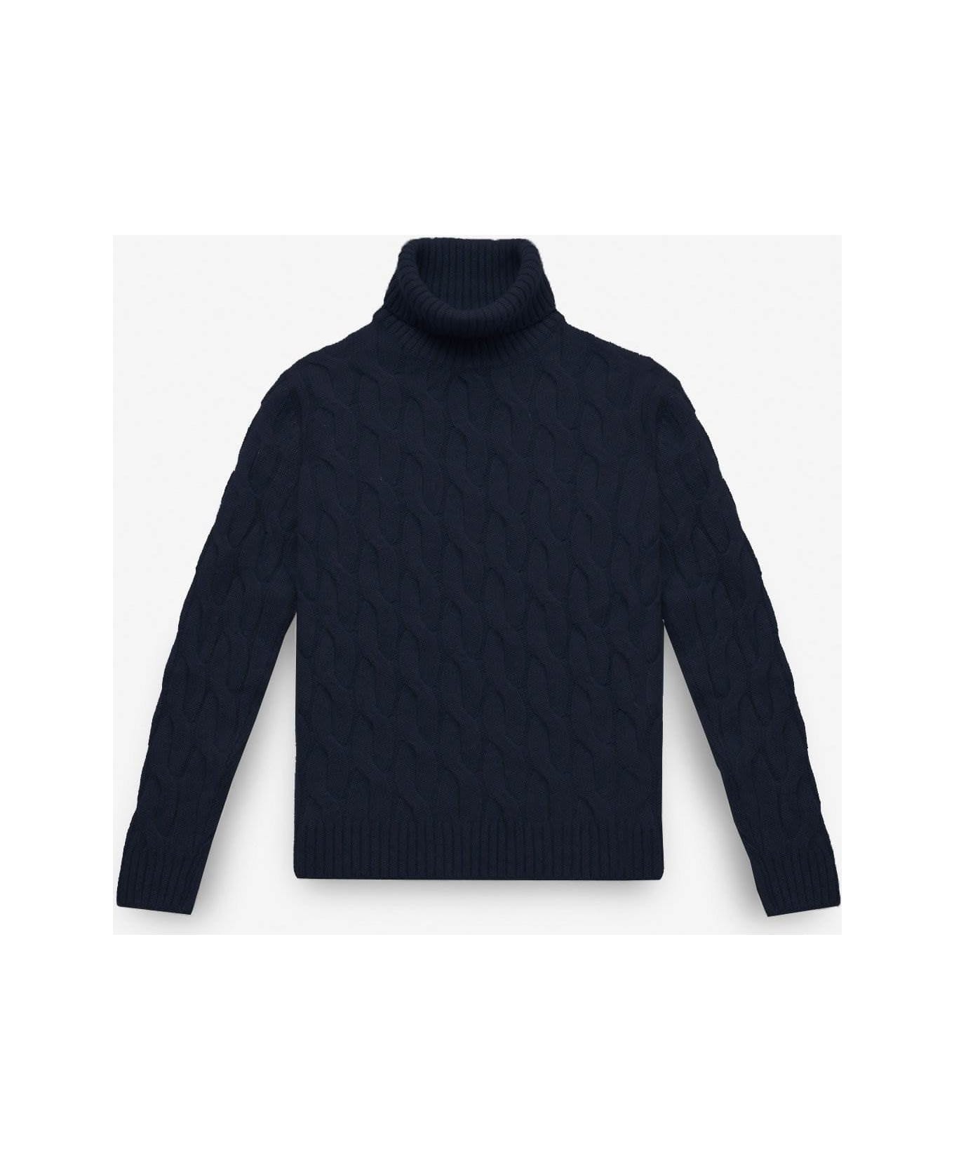 Larusmiani Turtleneck Sweater Col Du Pillon Sweater - Blue