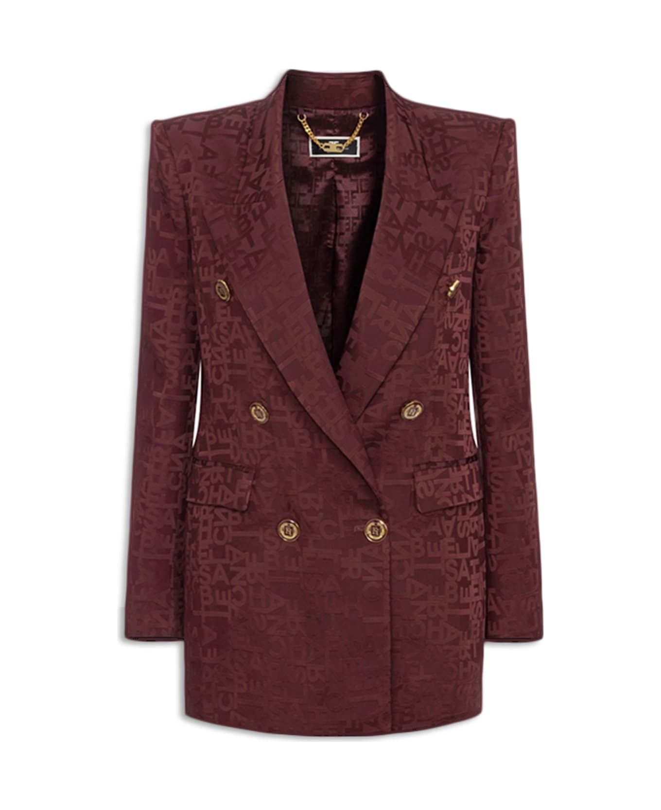 Elisabetta Franchi Lettering Jacquard Crepe Jacket - Bordeaux