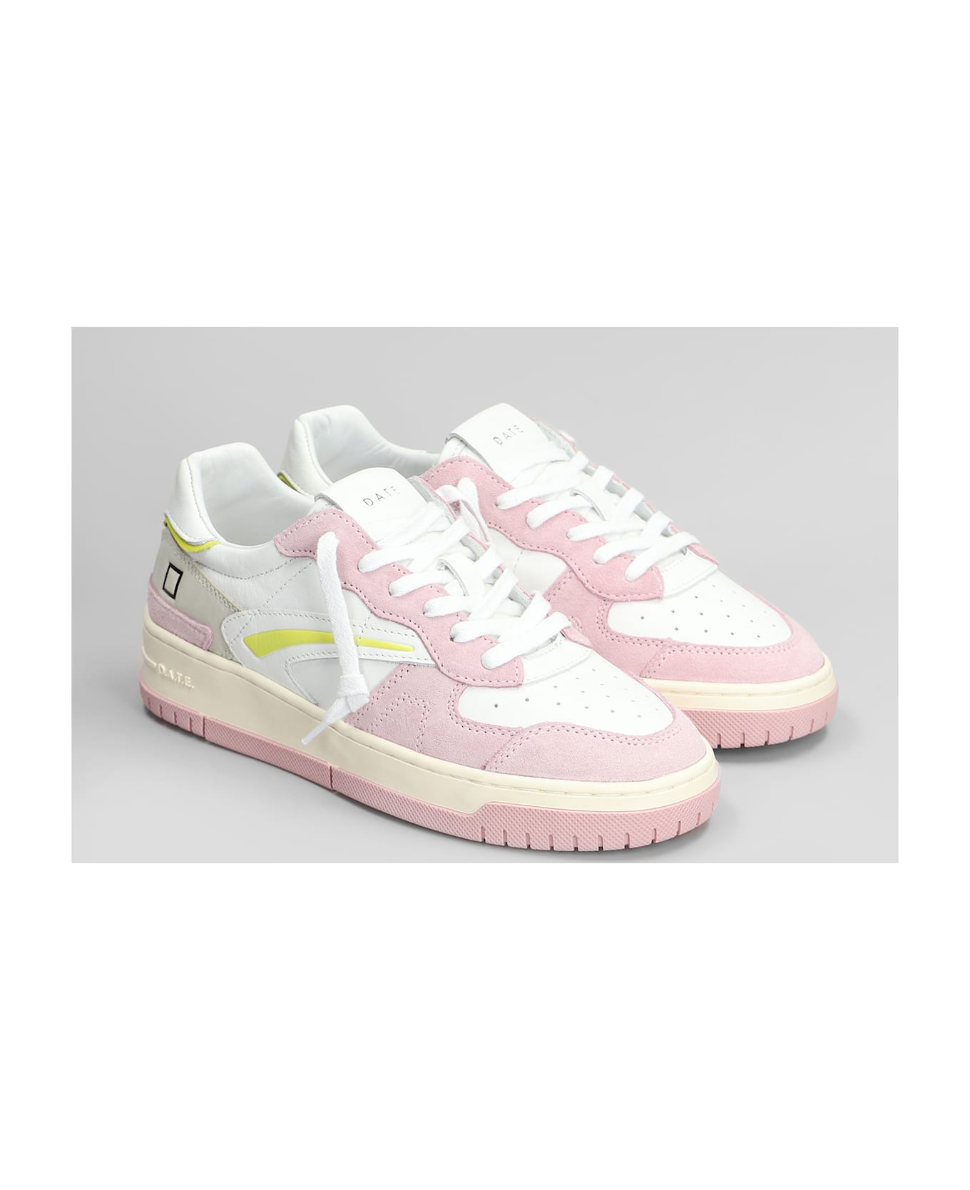 D.A.T.E. Torneo Pure Colored Sneakers In White Suede And Leather - white