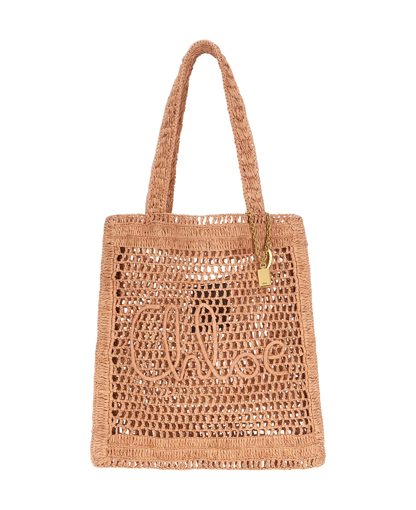 Chloé Powder Pink Raffia Summer Banana Shoulder Bag - SUMMERY BEIGE