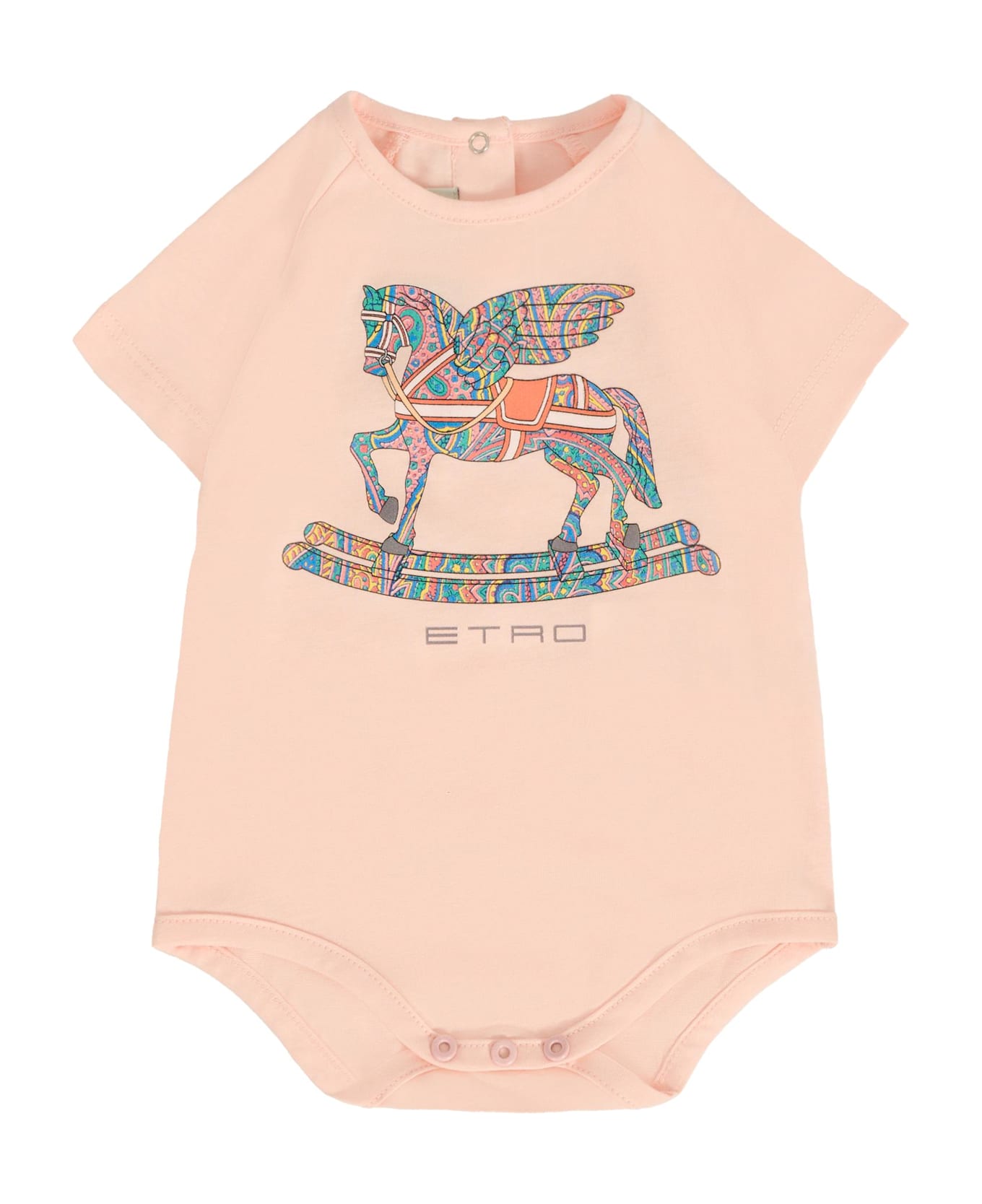 Etro Pink Babygrow Set For Baby Girl With Pegasus - Pink