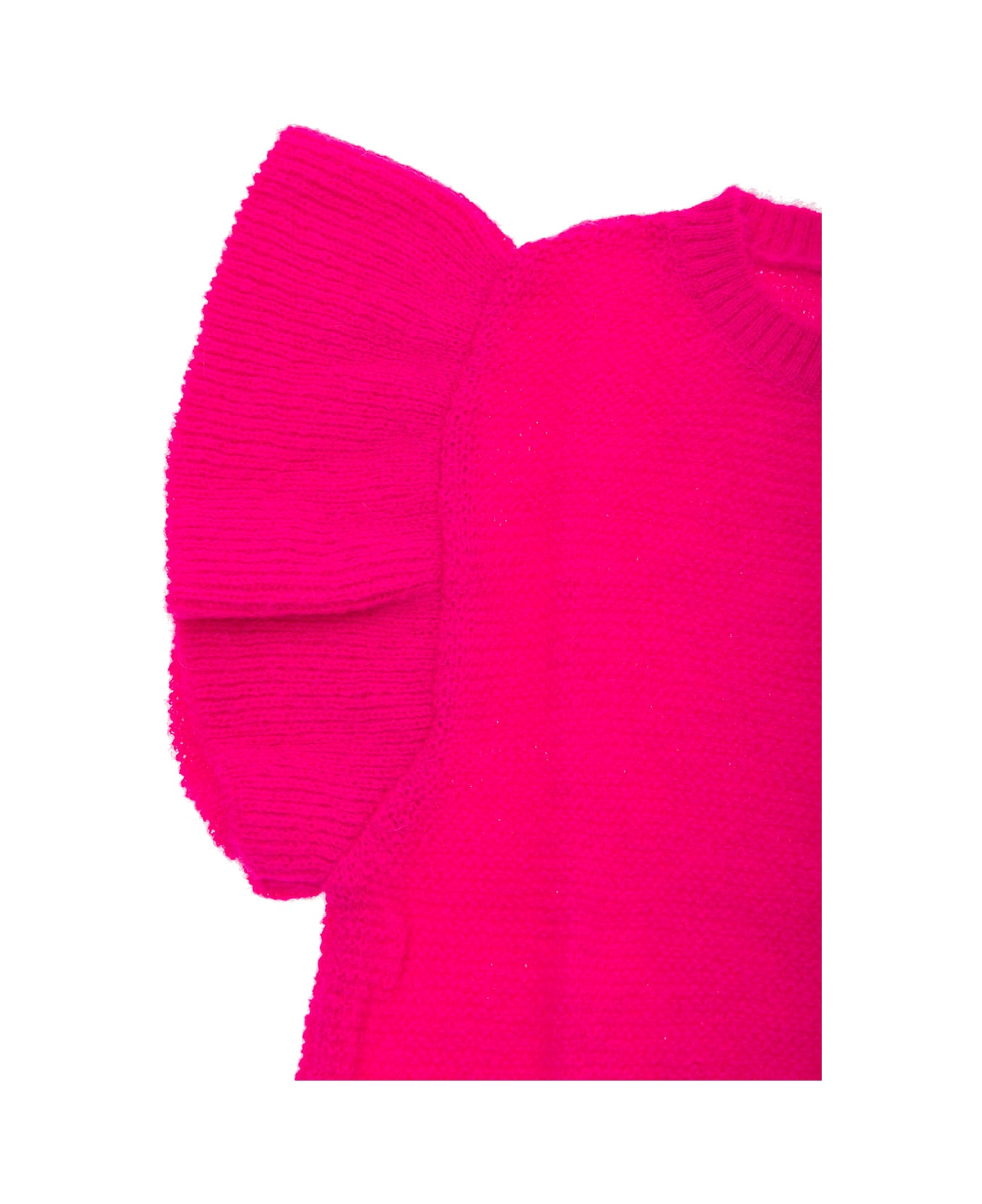 Emile Et Ida Fuchsia Sweater With Ruffle Detail In Polyamide And Alpaca Blend Girl - Fuxia