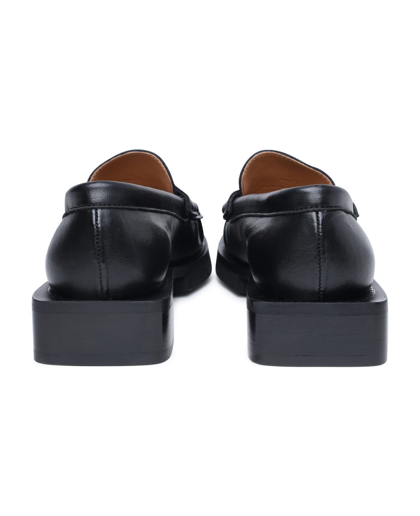 Ganni Black Leather Loafers - Black