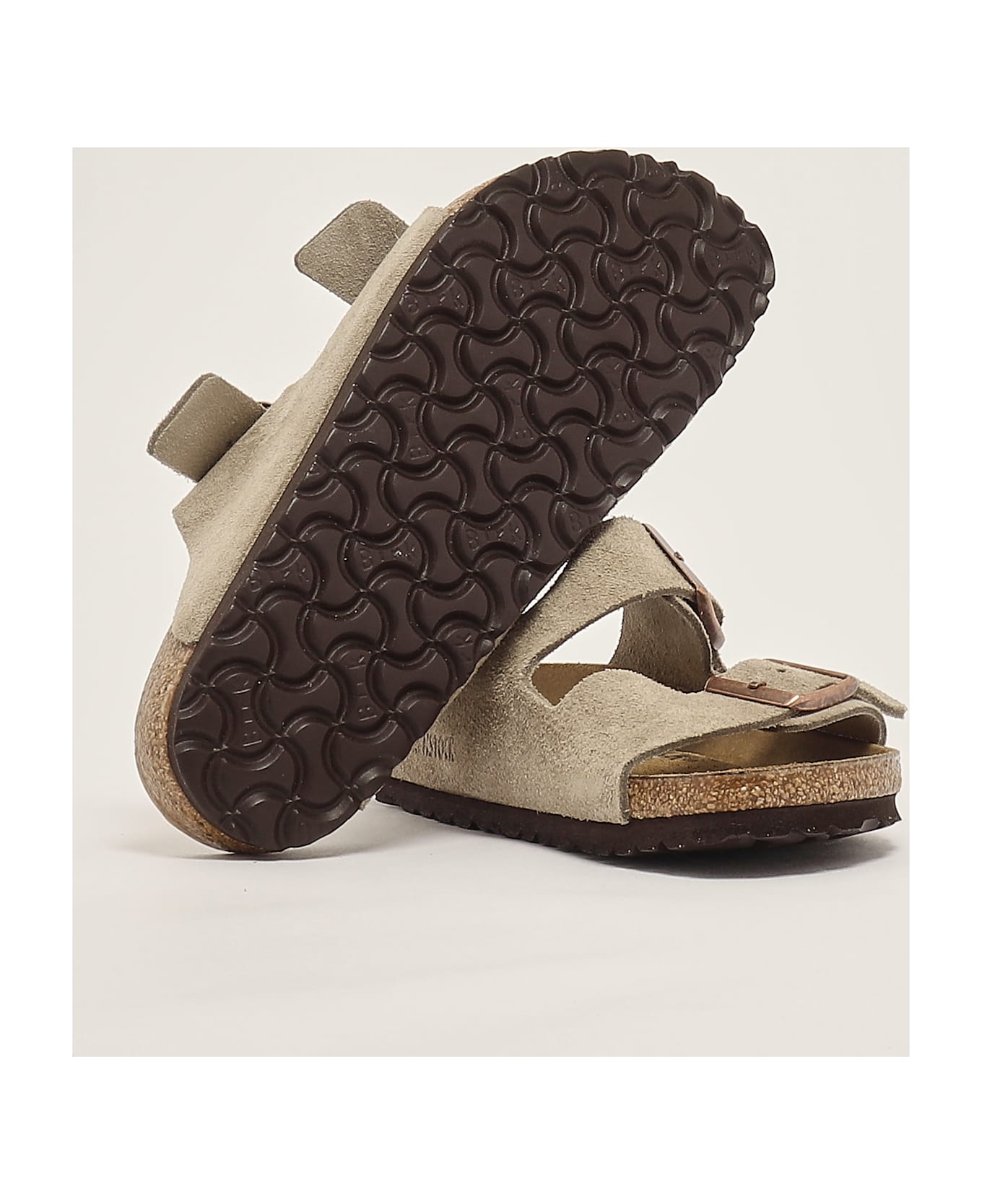 Birkenstock Arizona Taupe Suede Leather Sandal - TORTORA