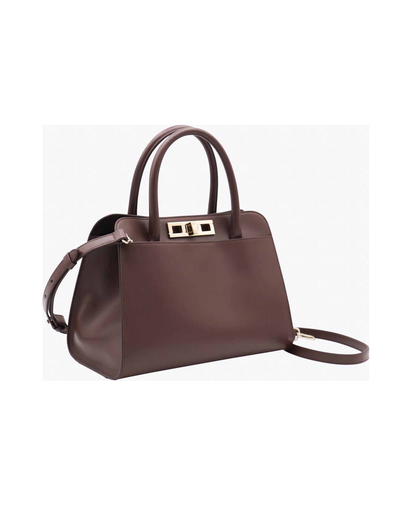 Fabiana Filippi Brown Leather Top Handle Bag - Ebony
