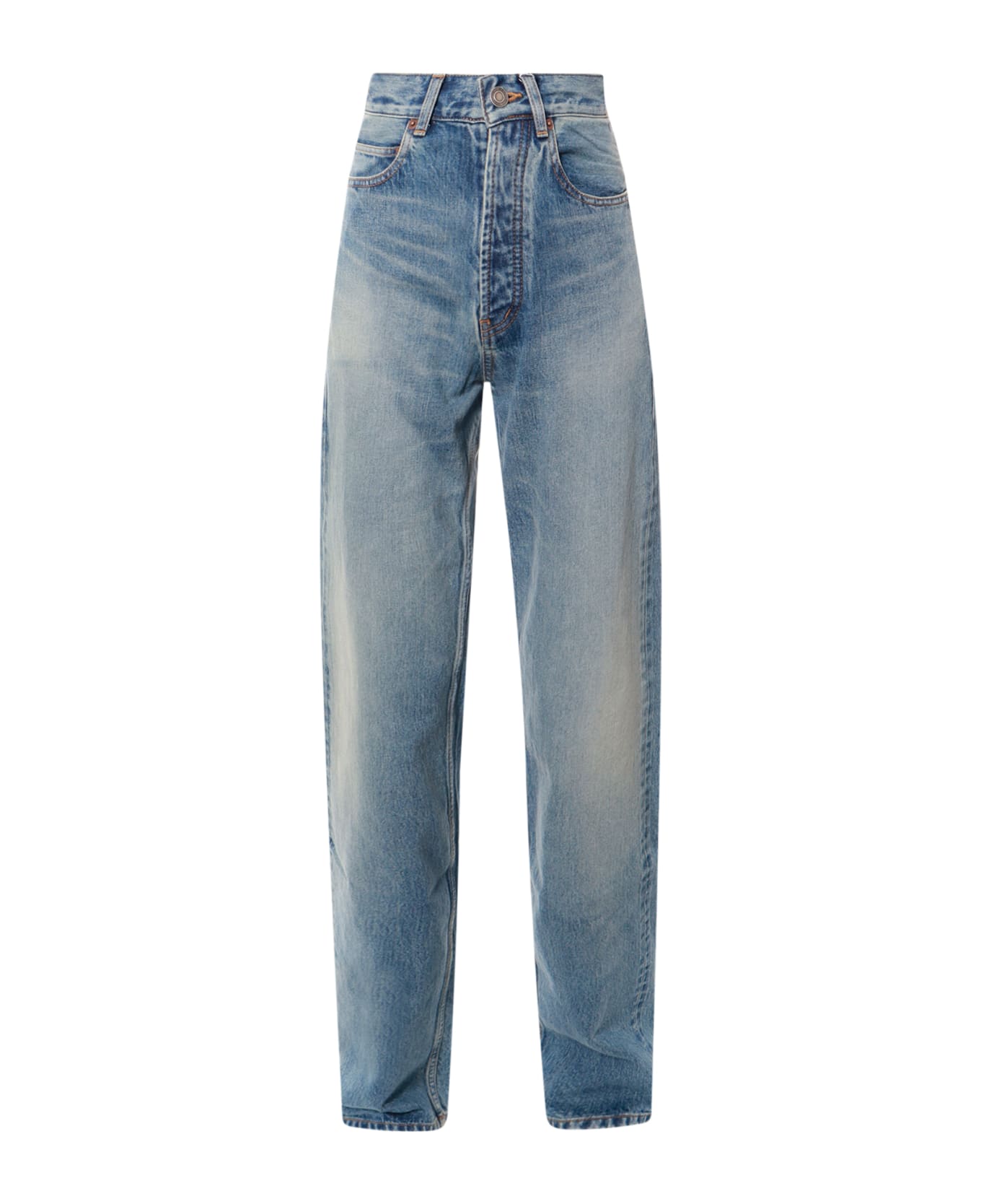 Saint Laurent V-waist Long Baggy Jeans - Blue