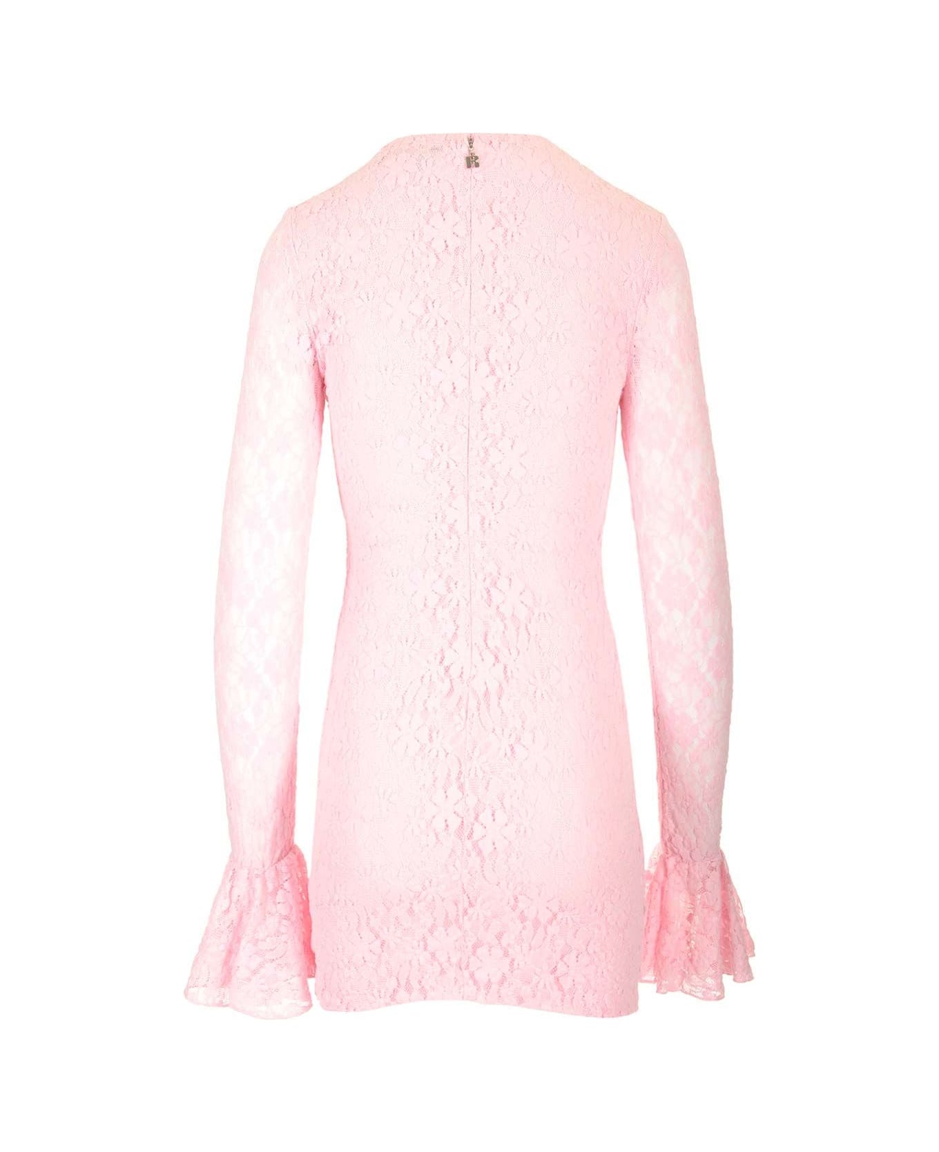 Rotate by Birger Christensen Lace Dress With Puff Sleeves - Rose