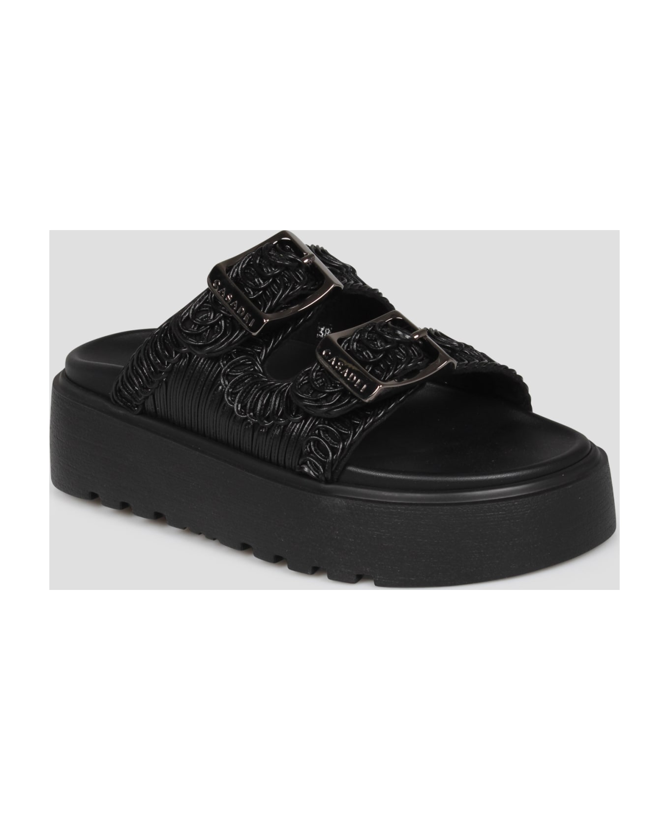 Casadei Birky Ale Slides Sandals - Black