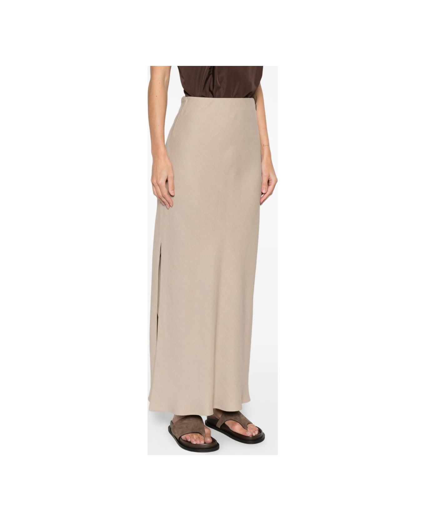 Brunello Cucinelli Line Blend Long Skirt - Beige