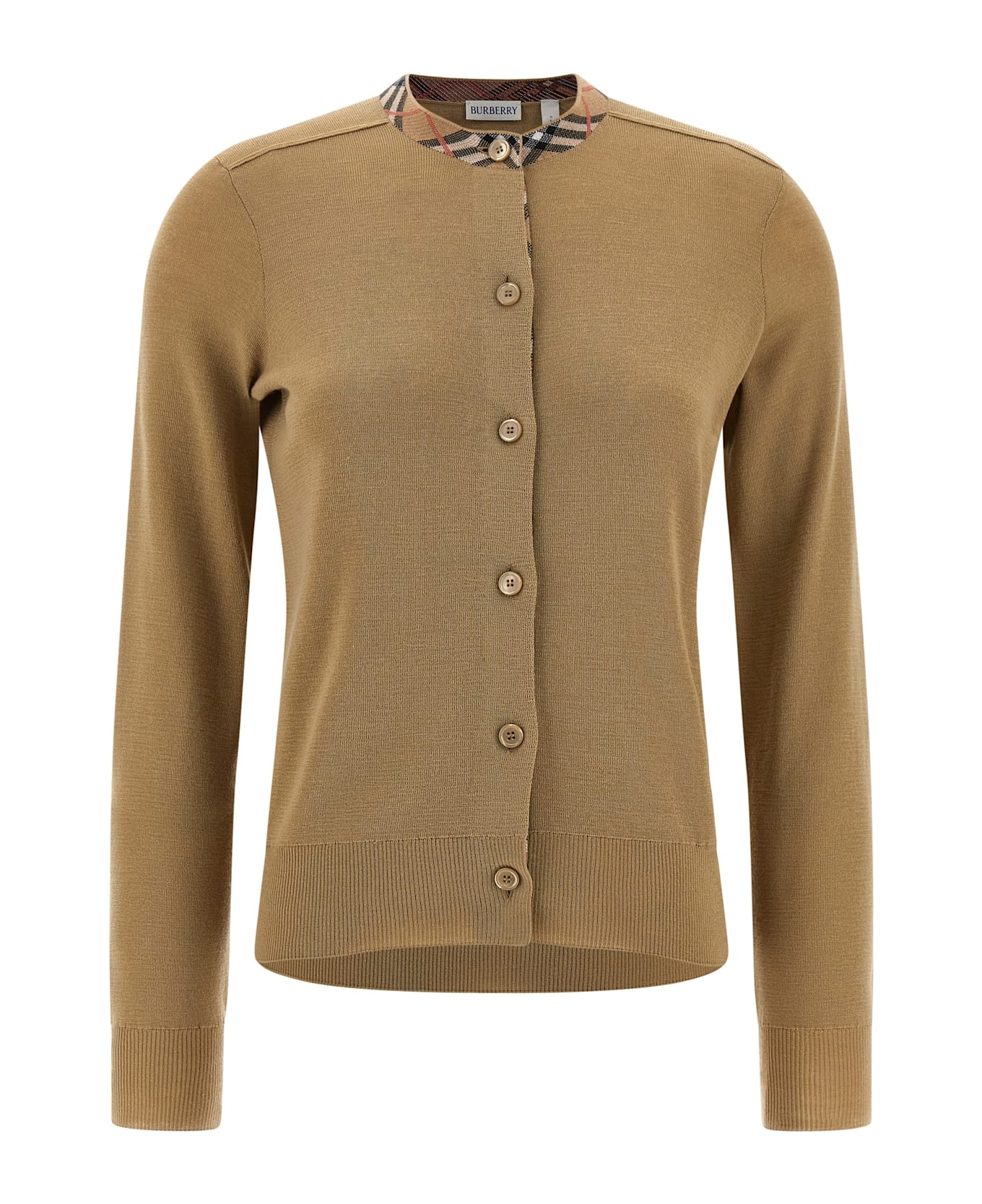 Burberry Check Insert Cardigan - Beige