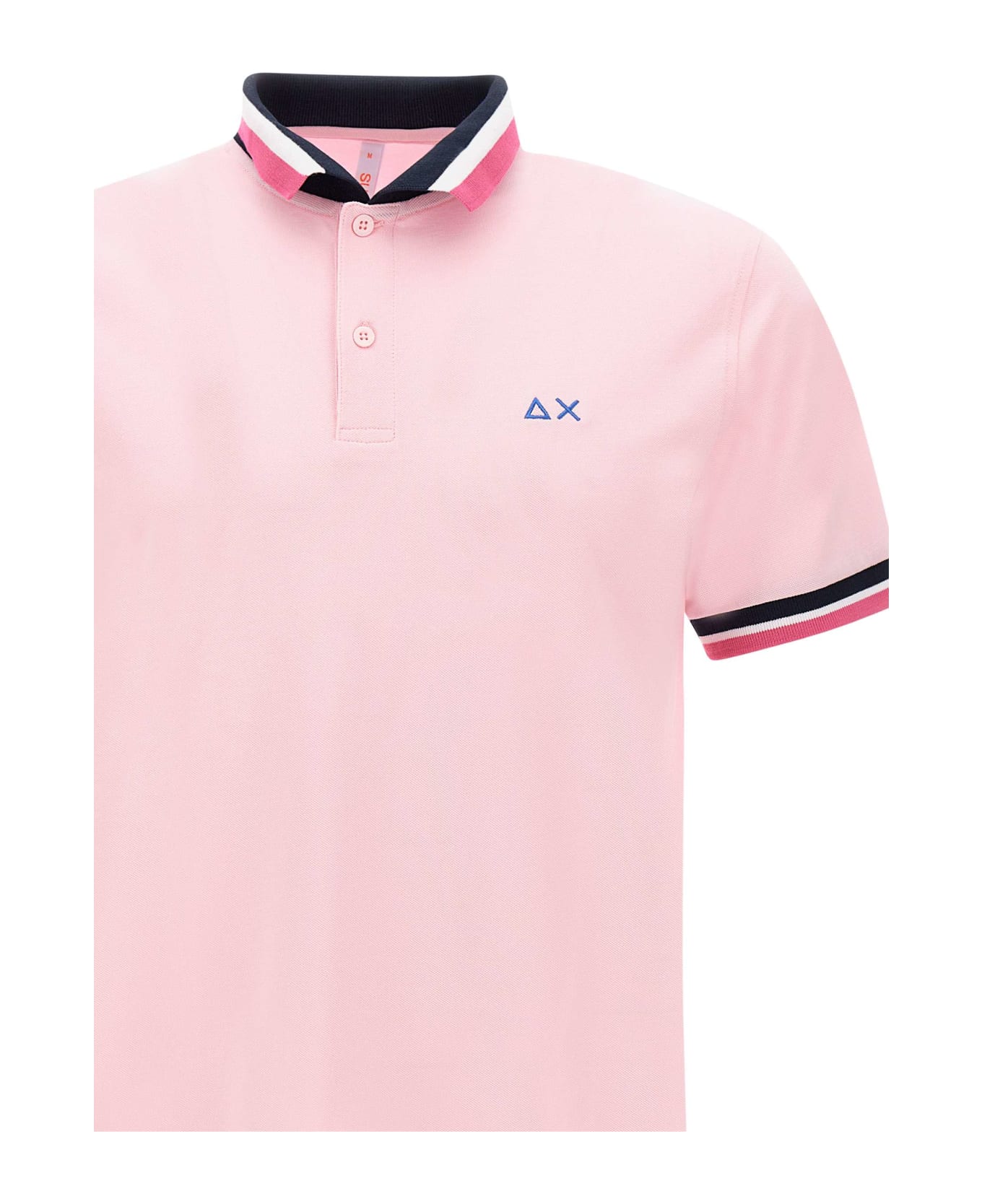Sun 68 "collar Multistripes" Cotton Polo Shirt - PINK ポロシャツ