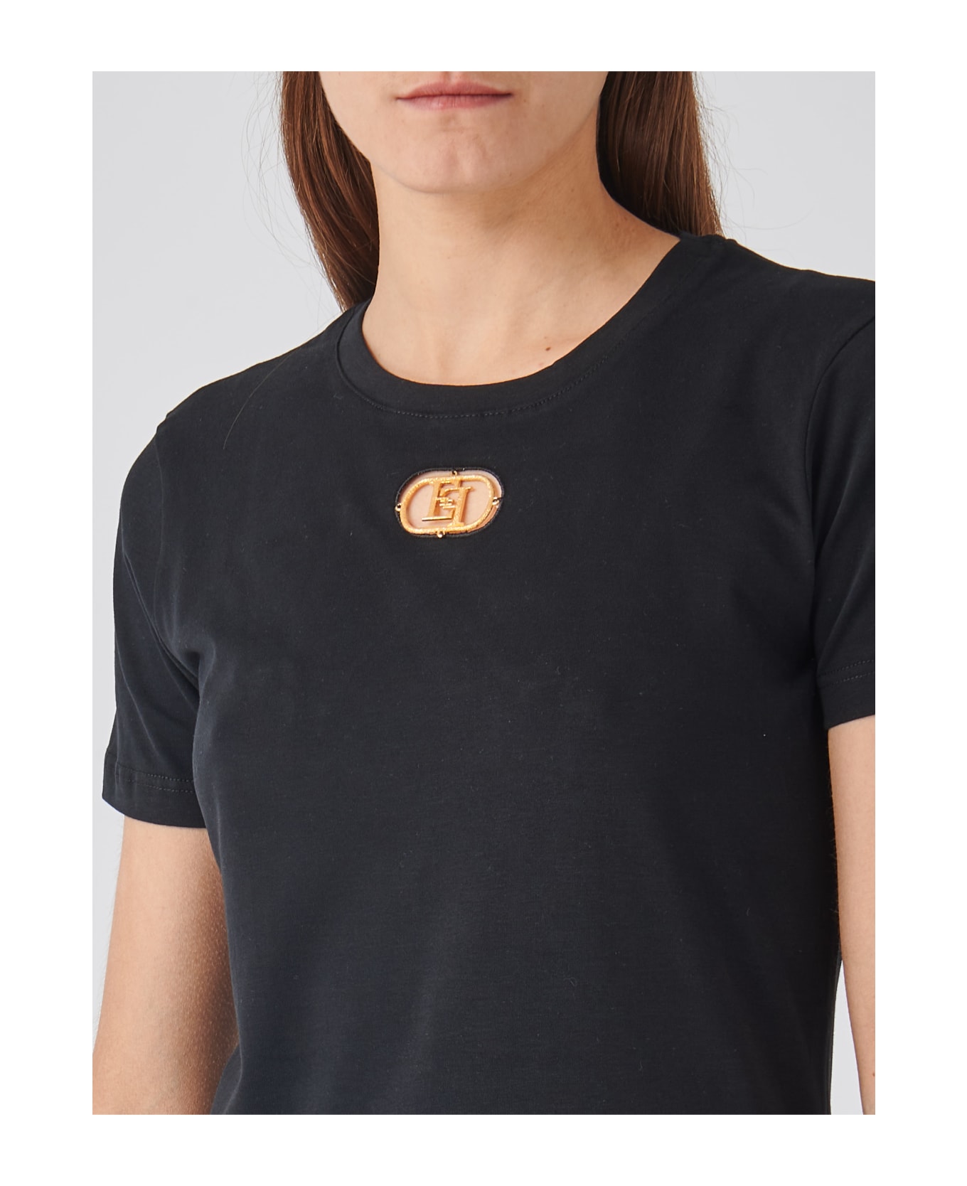Elisabetta Franchi Cotton T-shirt - NERO