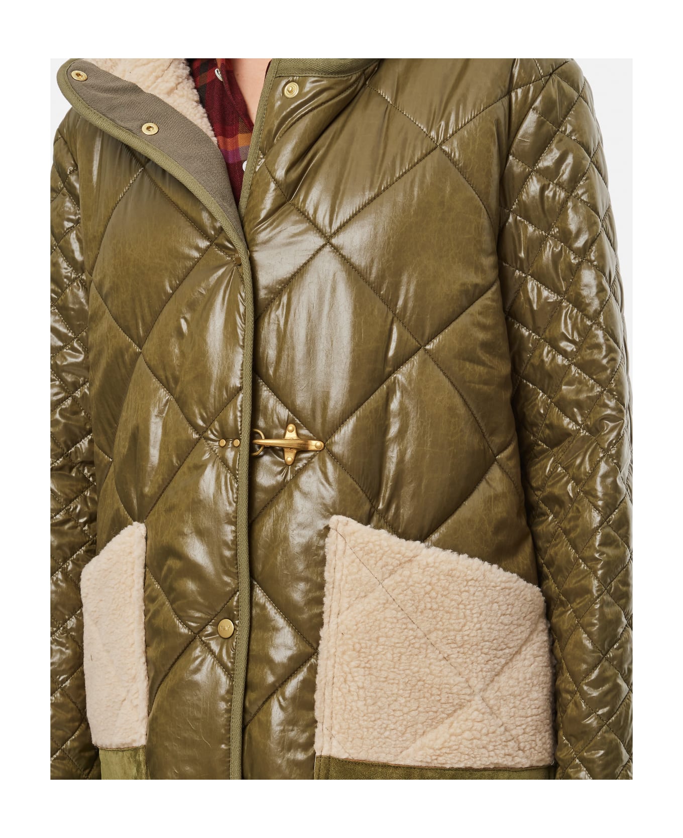 Fay Military 70's Quilted Parka Coat - Green
