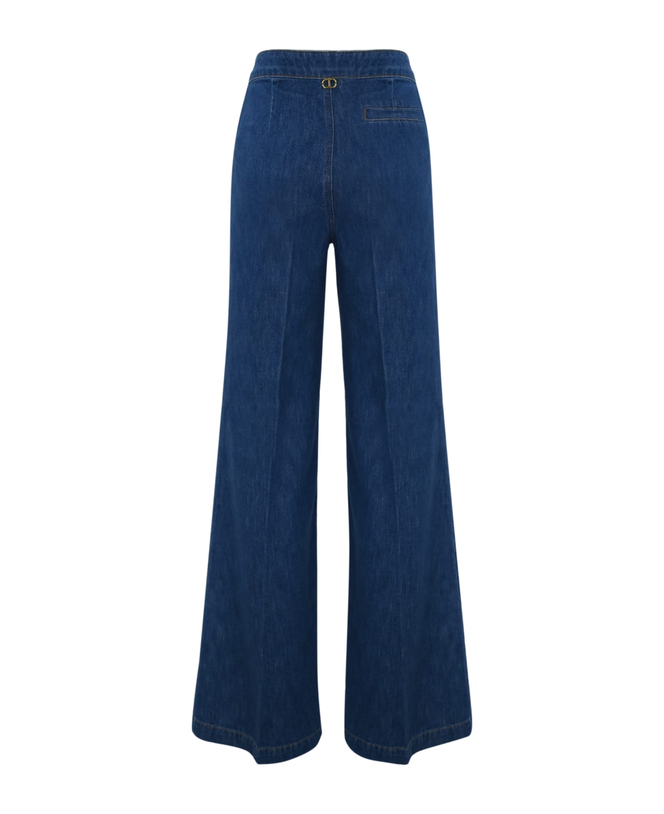 TwinSet Tailored Wide Leg Denim Trousers - Denim