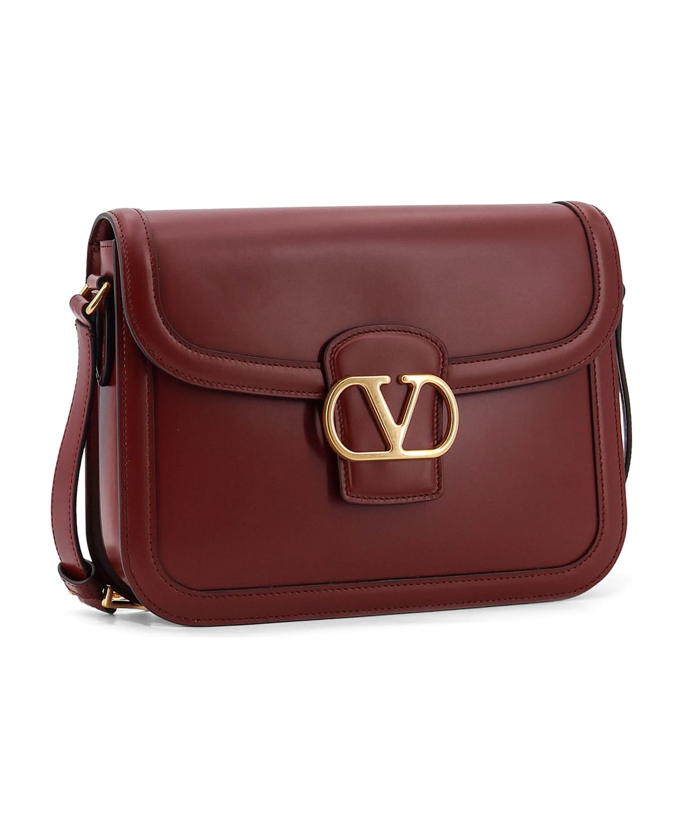 Valentino Garavani 9to5 Leather Shoulder Bag - BRICK RUBY