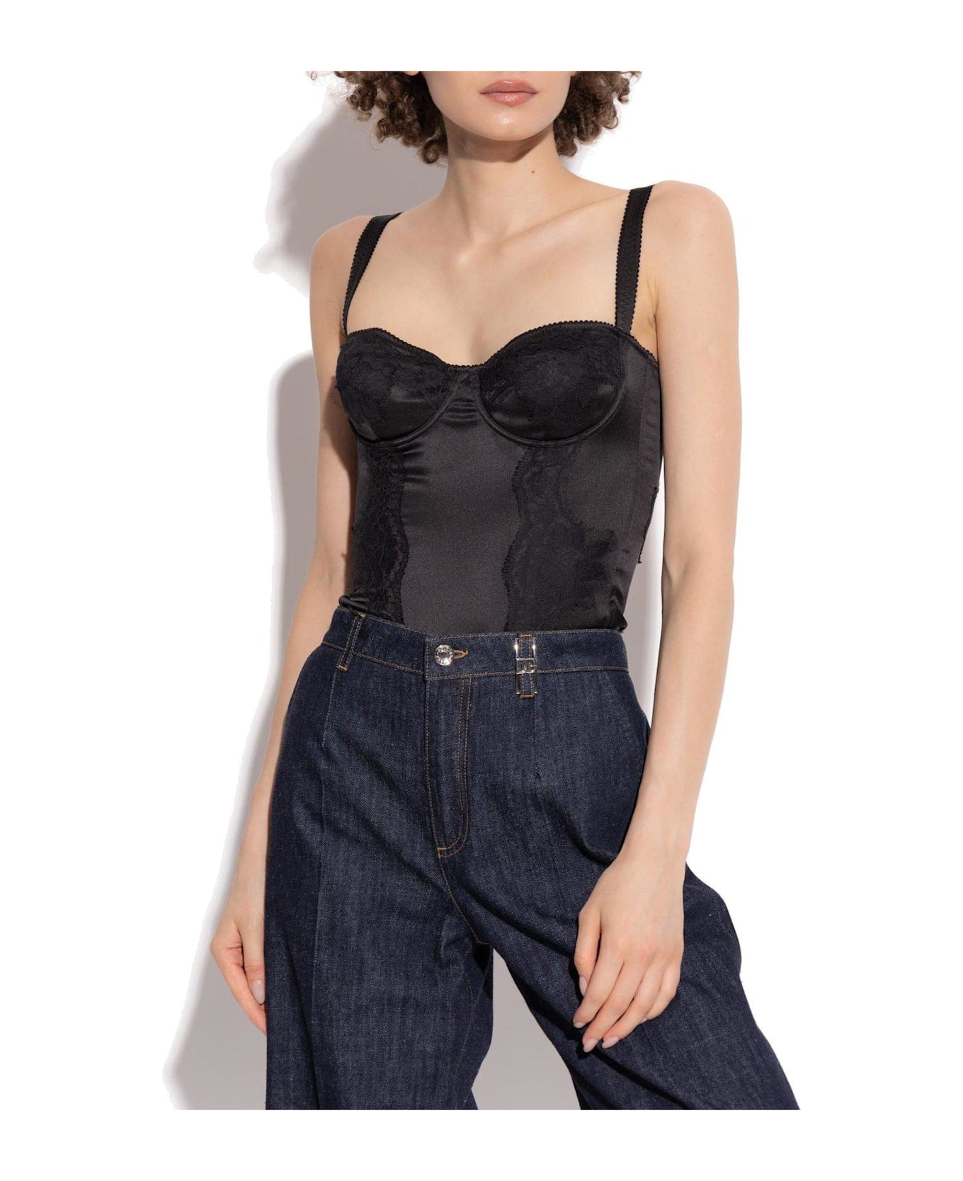 Dolce 
Gabbana Lace Detailed Balconette-bra Bodysuit - BLACK