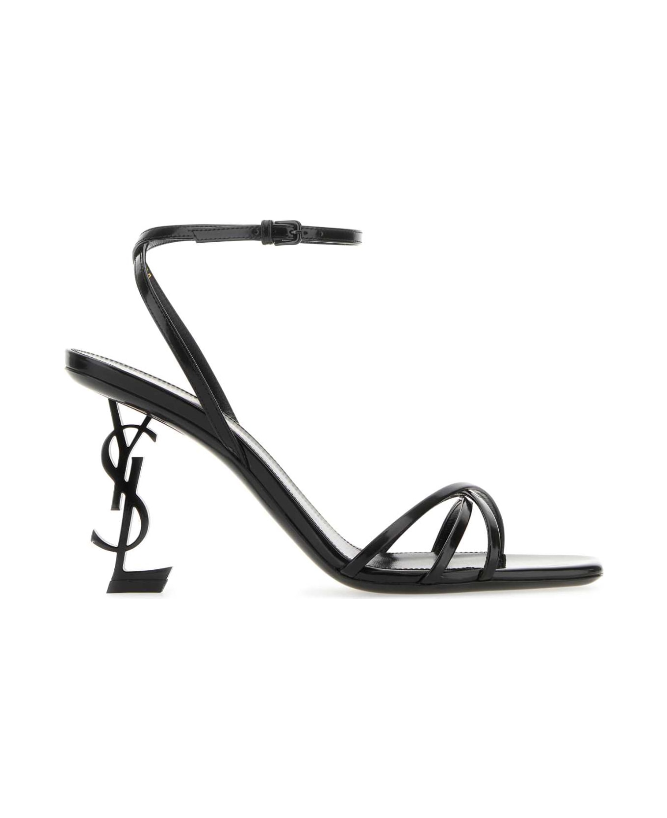 Saint Laurent Black Leather Opyum 85 Sandals - NERO