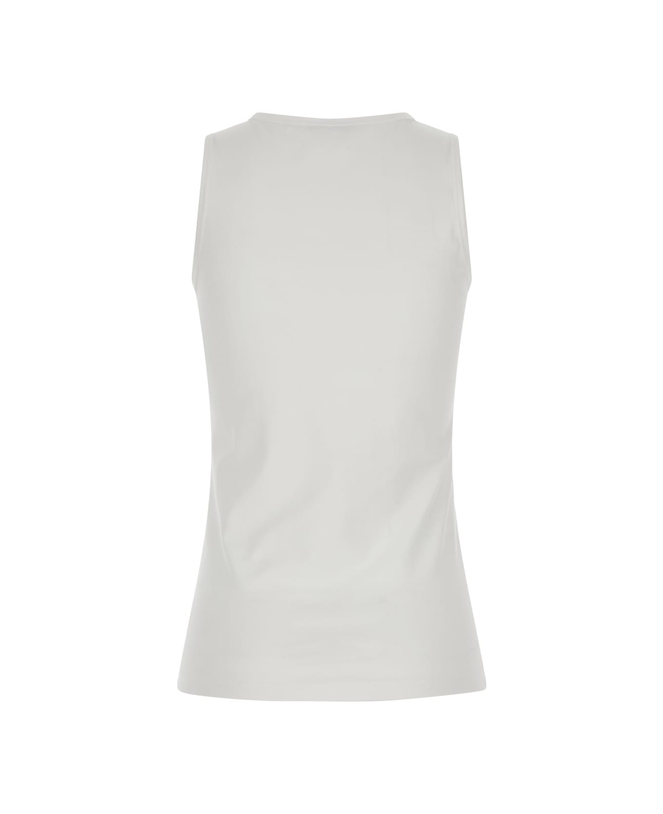 Jil Sander White Basic Tank Top With Embroidered Logo In Cotton Woman - White