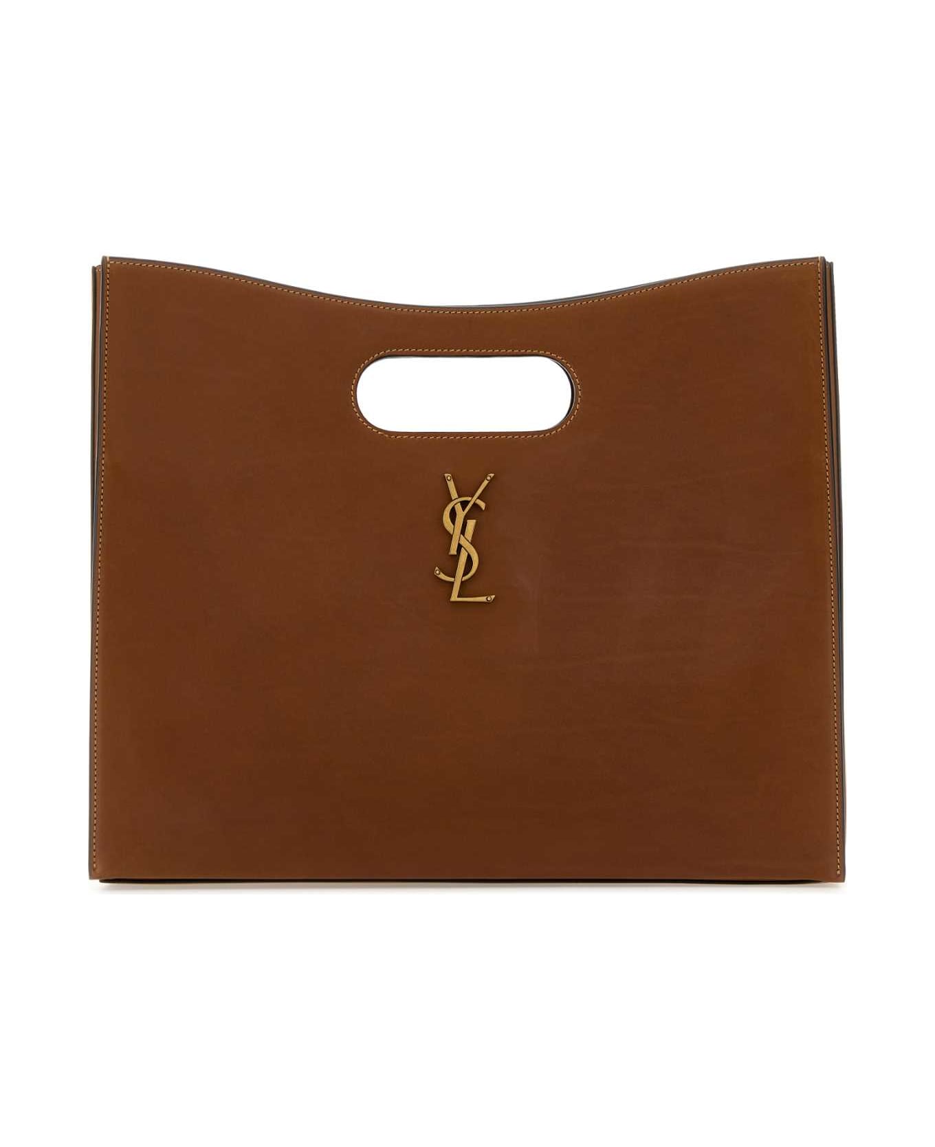 Saint Laurent Caramel Leather Junon Handbag - BRICKEBONYDK