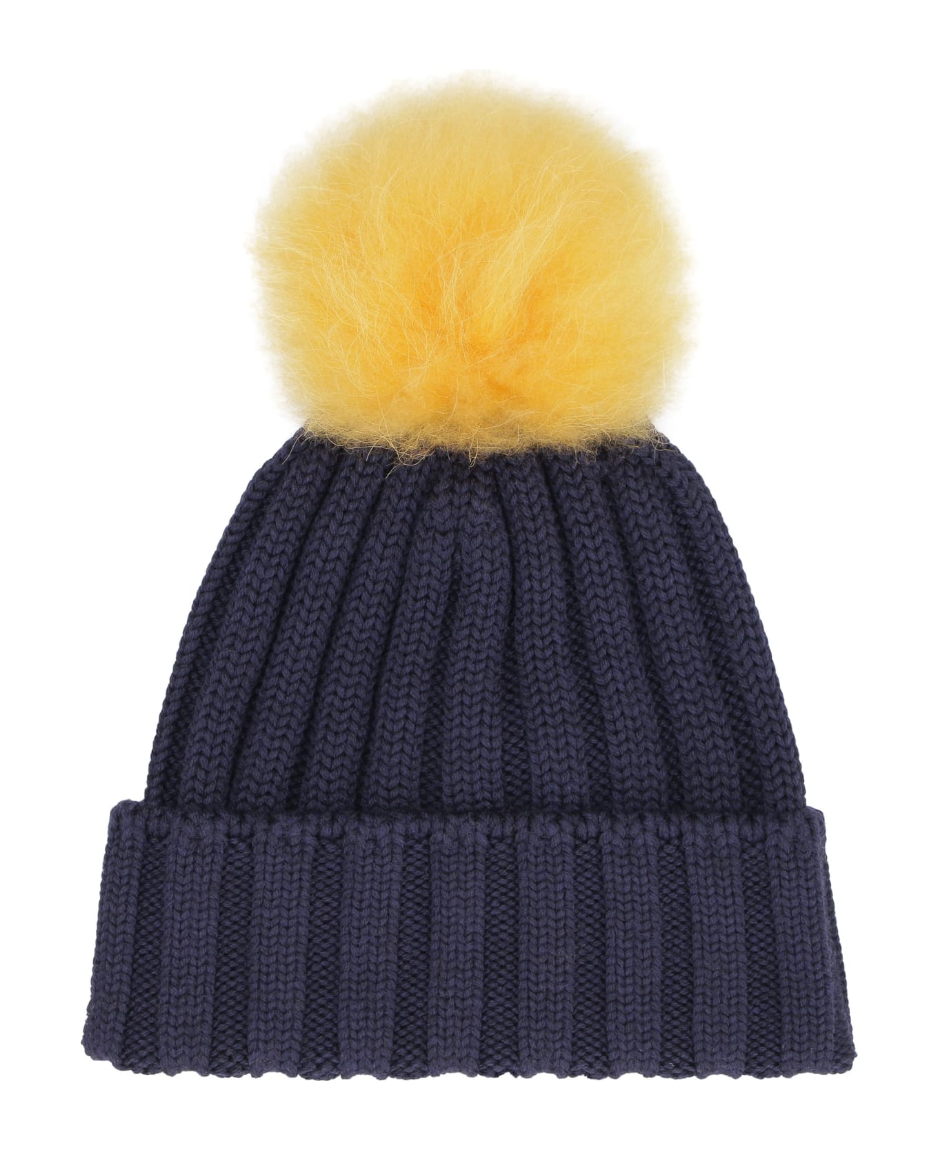 Woolrich Knitted Wool Hat With Pom-pom - blue 帽子