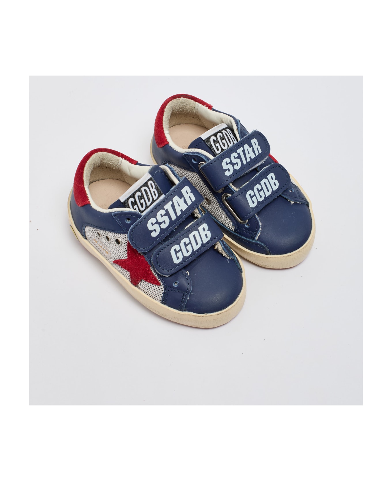 Golden Goose Old School Velcro Sneaker - BLU-ROSSO シューズ