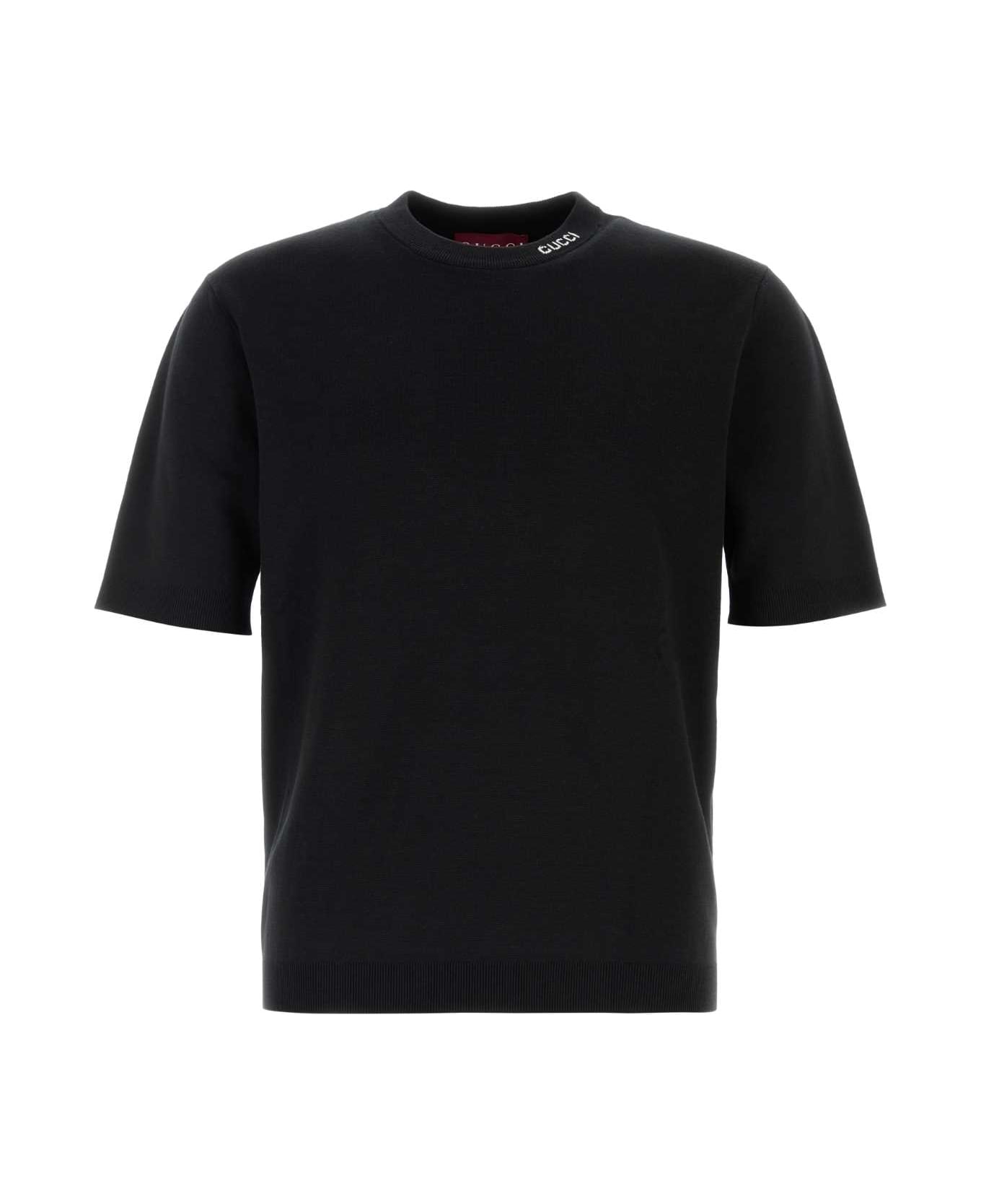 Gucci Black Silk Blend Sweater - BLACKWHITE