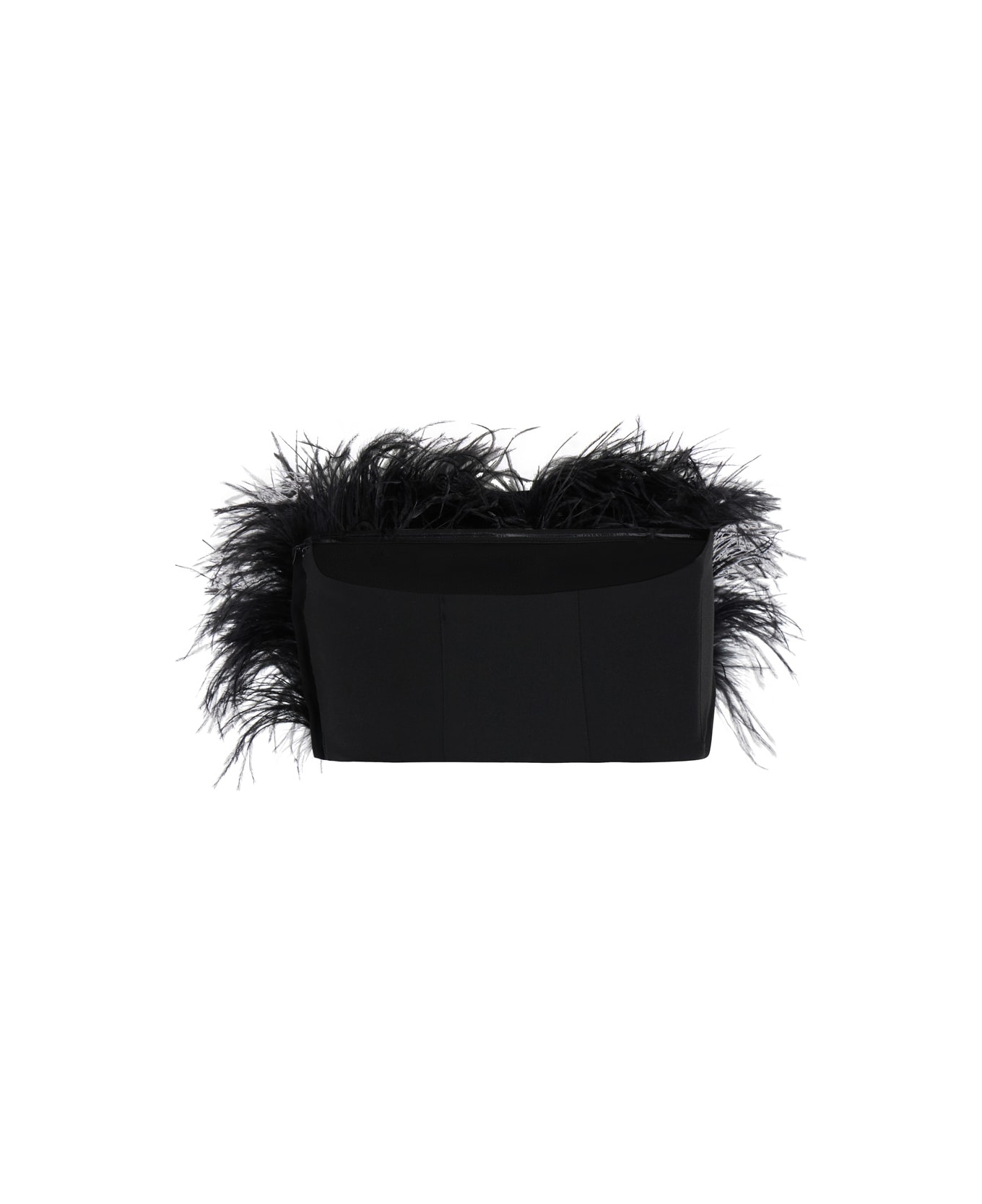 Liu-Jo Black Cropped Top With Feathers In Polyester Woman - Black