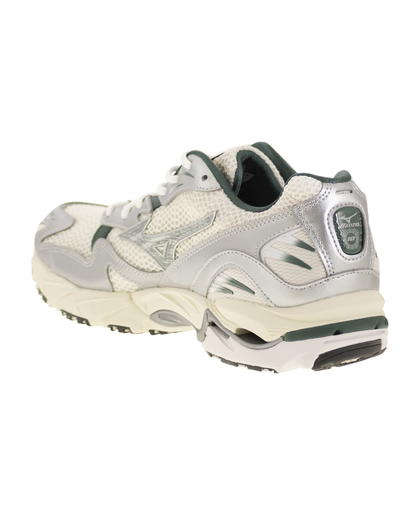 Mizuno Wave Rider 10 - Sneakers - White/silver/green