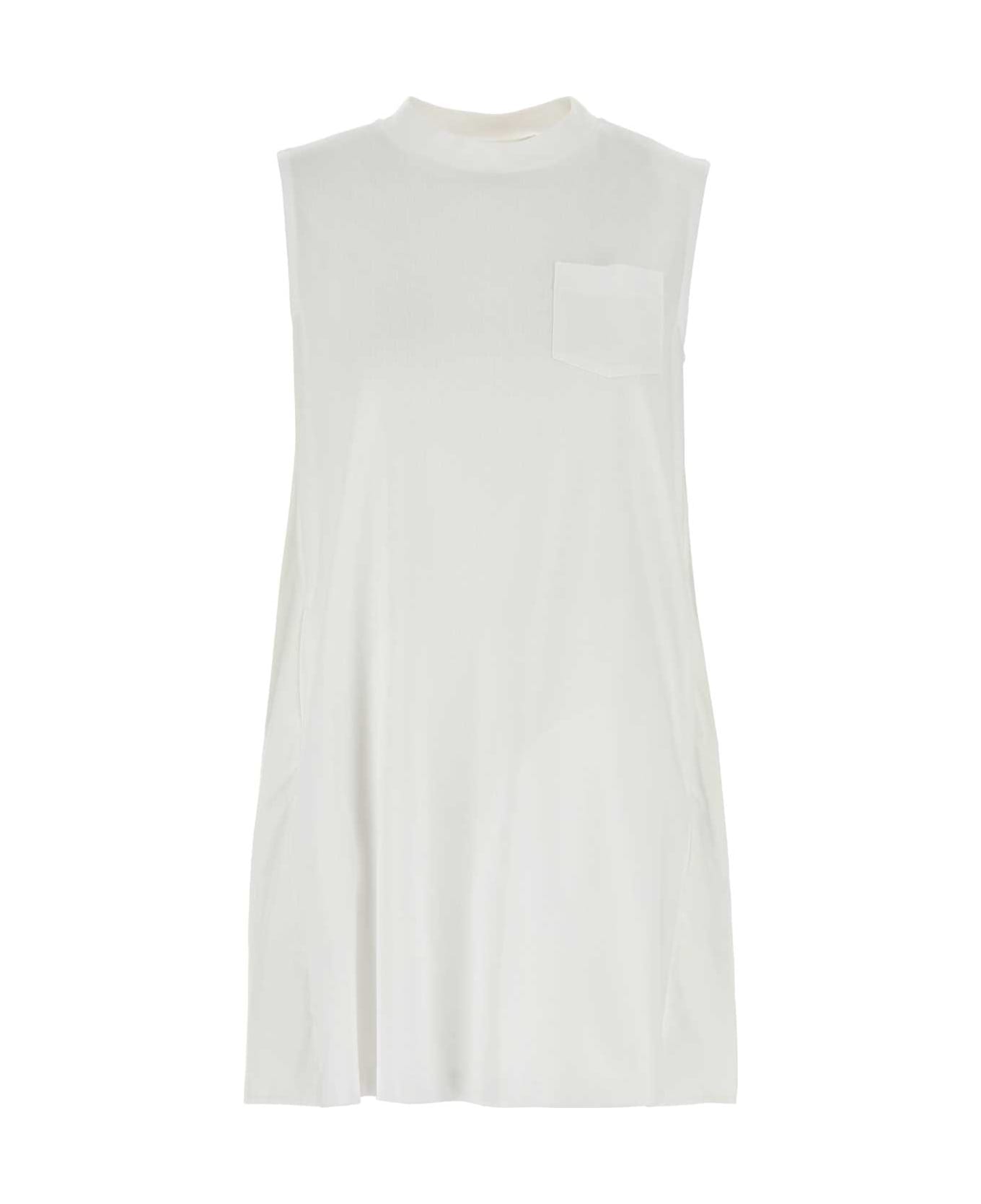 Sacai White Cotton Mini Dress - WHITE