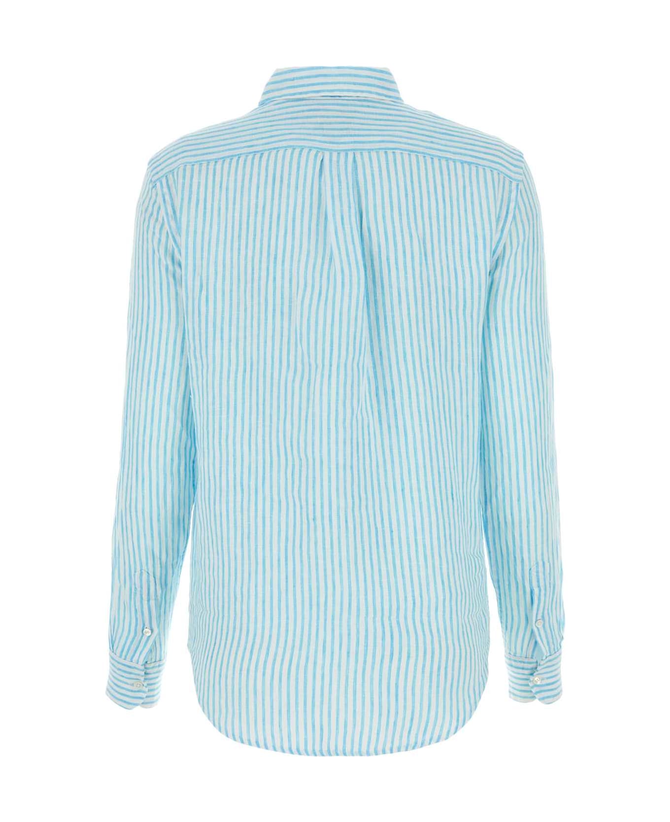 Polo Ralph Lauren Embroidered Linen Shirt - TURQUOISENVA/WHTESTRP