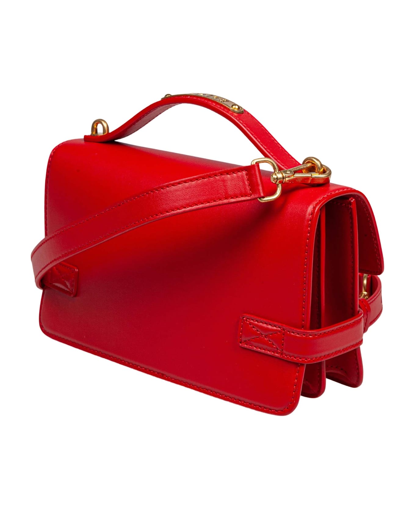 Balmain B-buzz Red Leather Handbag - Rouge