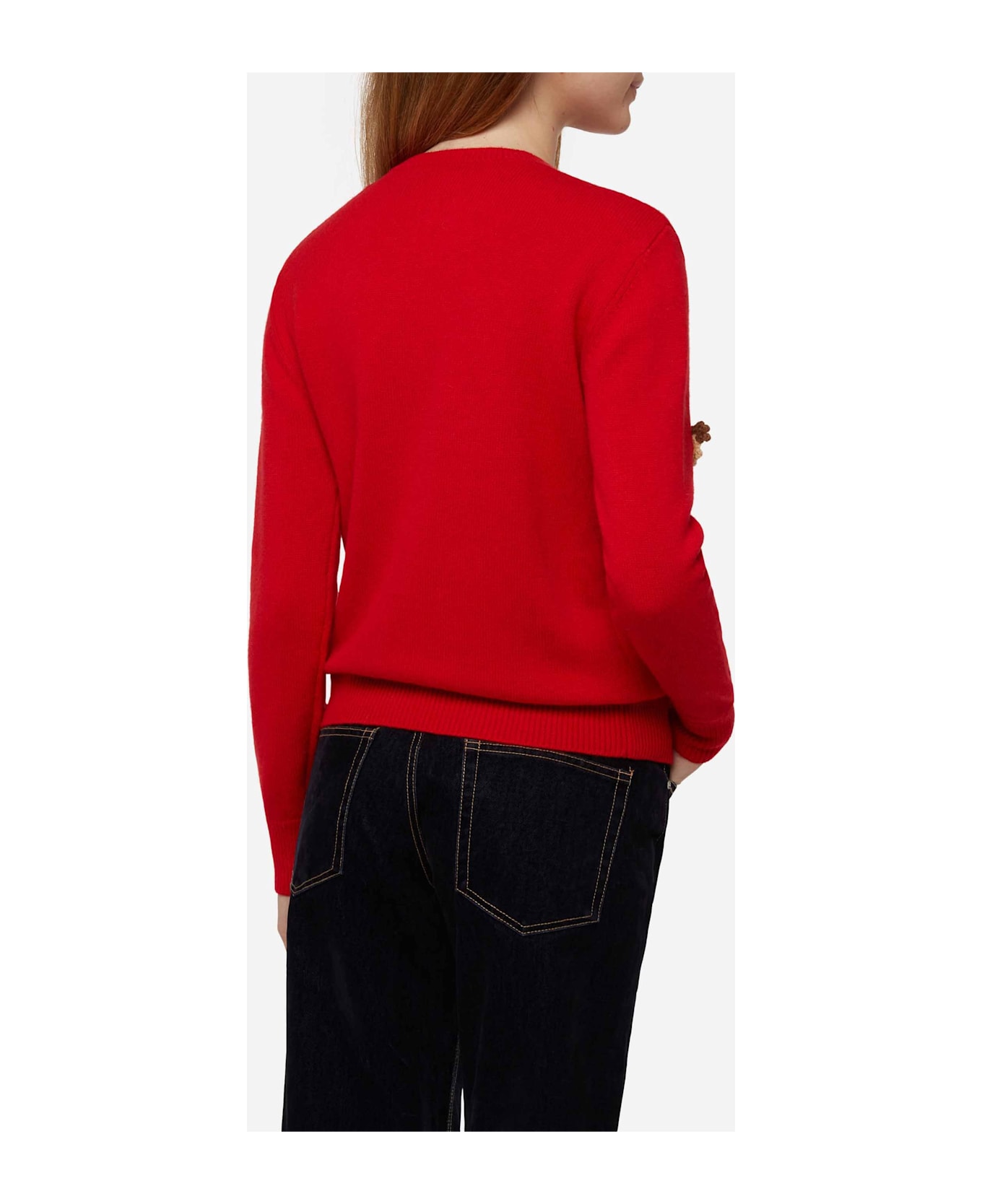 MC2 Saint Barth Woman Brushed Sweater With Christmas Patches Appliquèe - RED