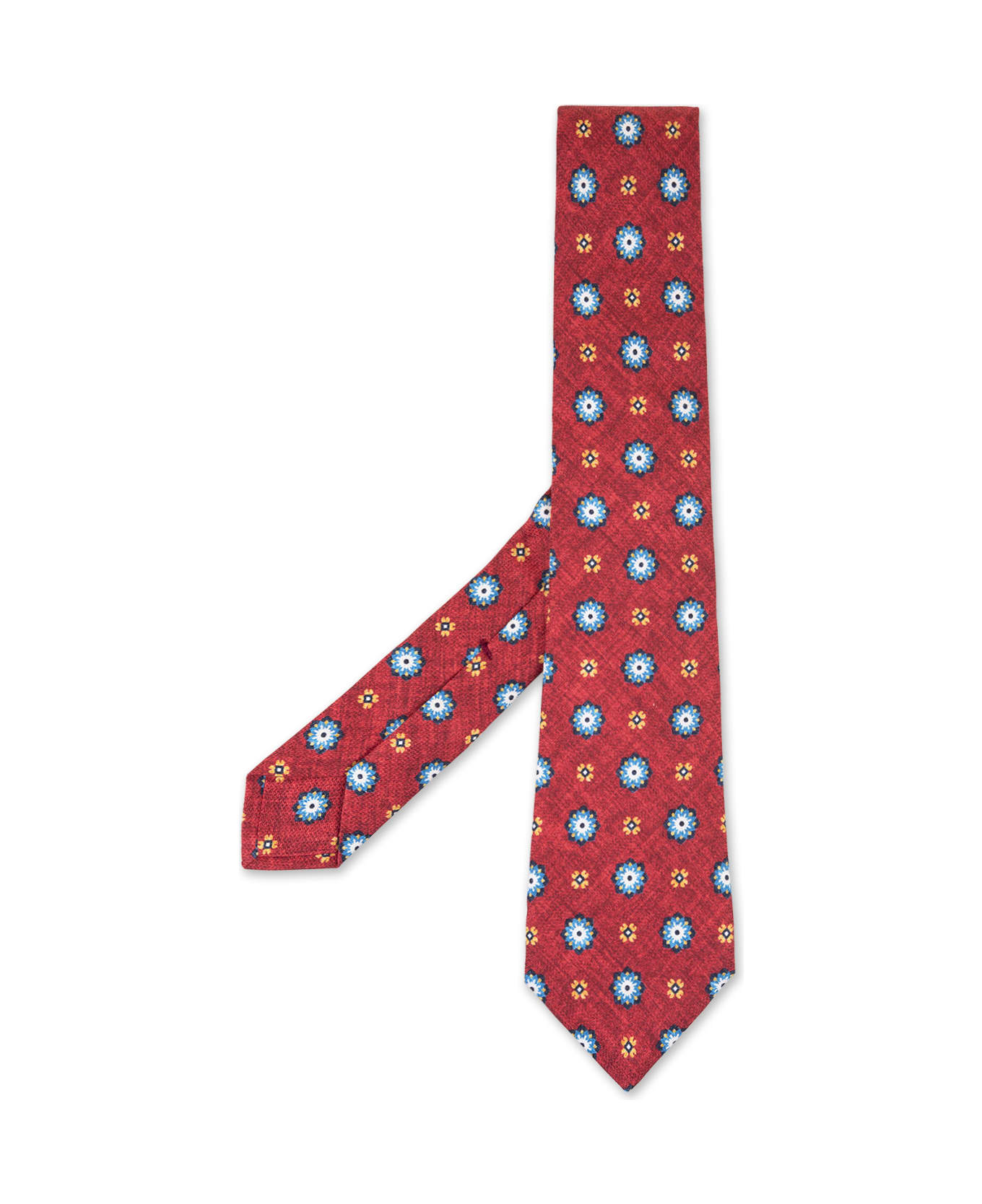 Kiton Red Tie With Flower Pattern - Red