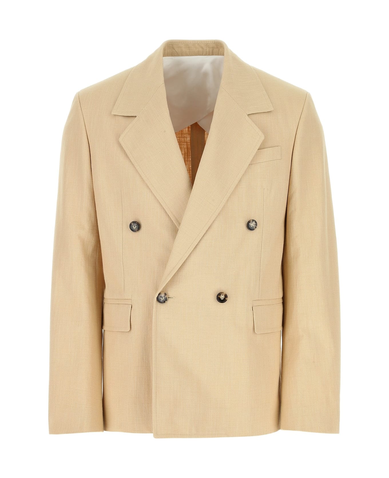 Bottega Veneta Double Breasted Textured Jacket - BROWN