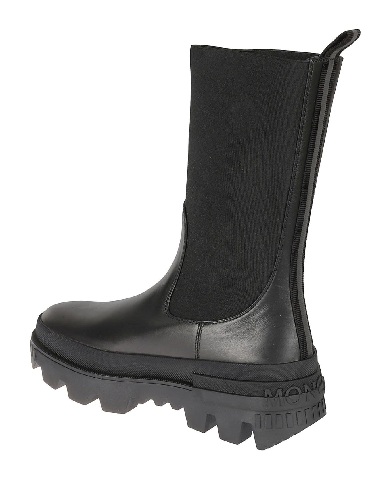 Moncler Leather Logo Boots - Black