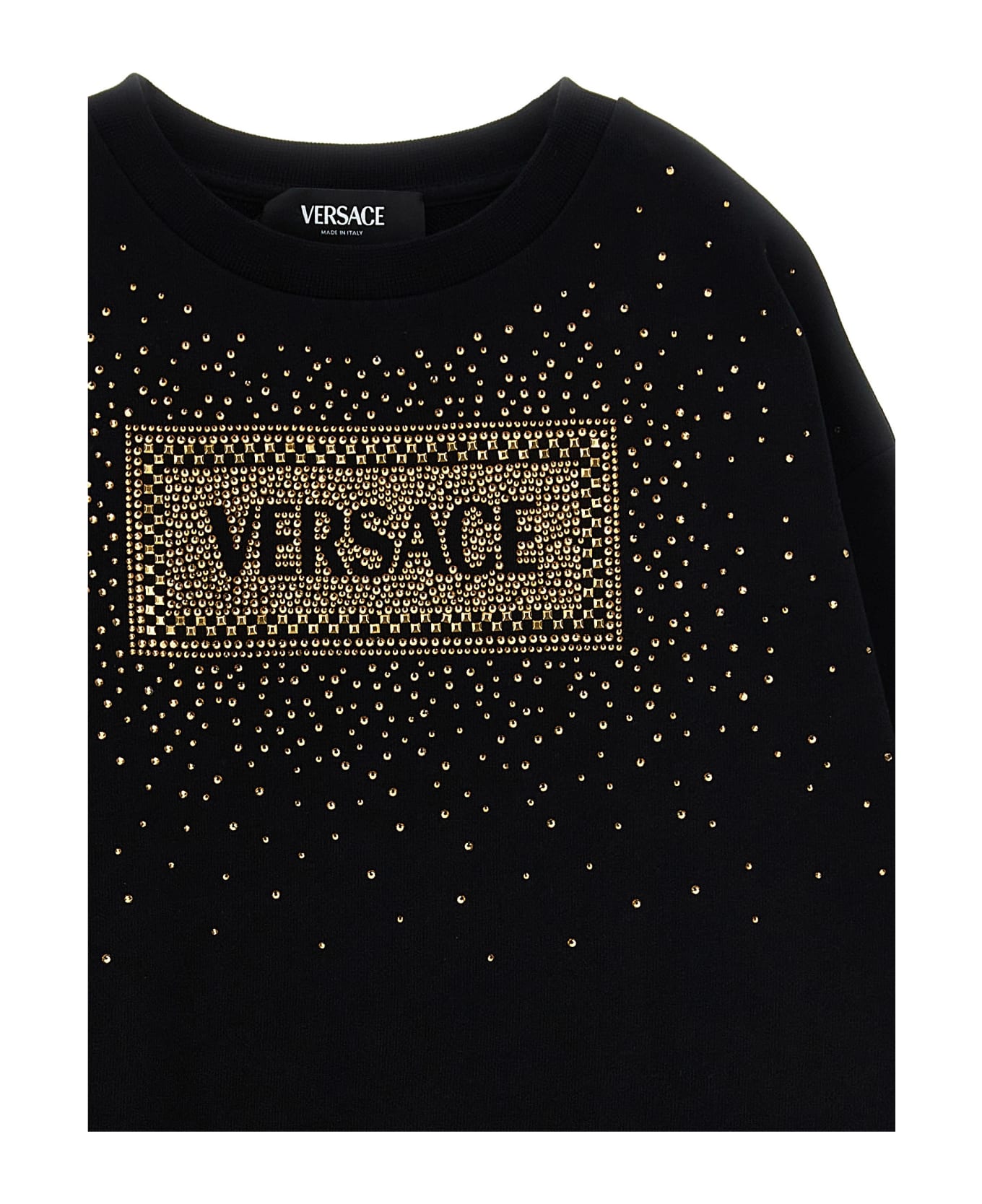 Versace Rhinestone Logo Sweatshirt Dress - Black  