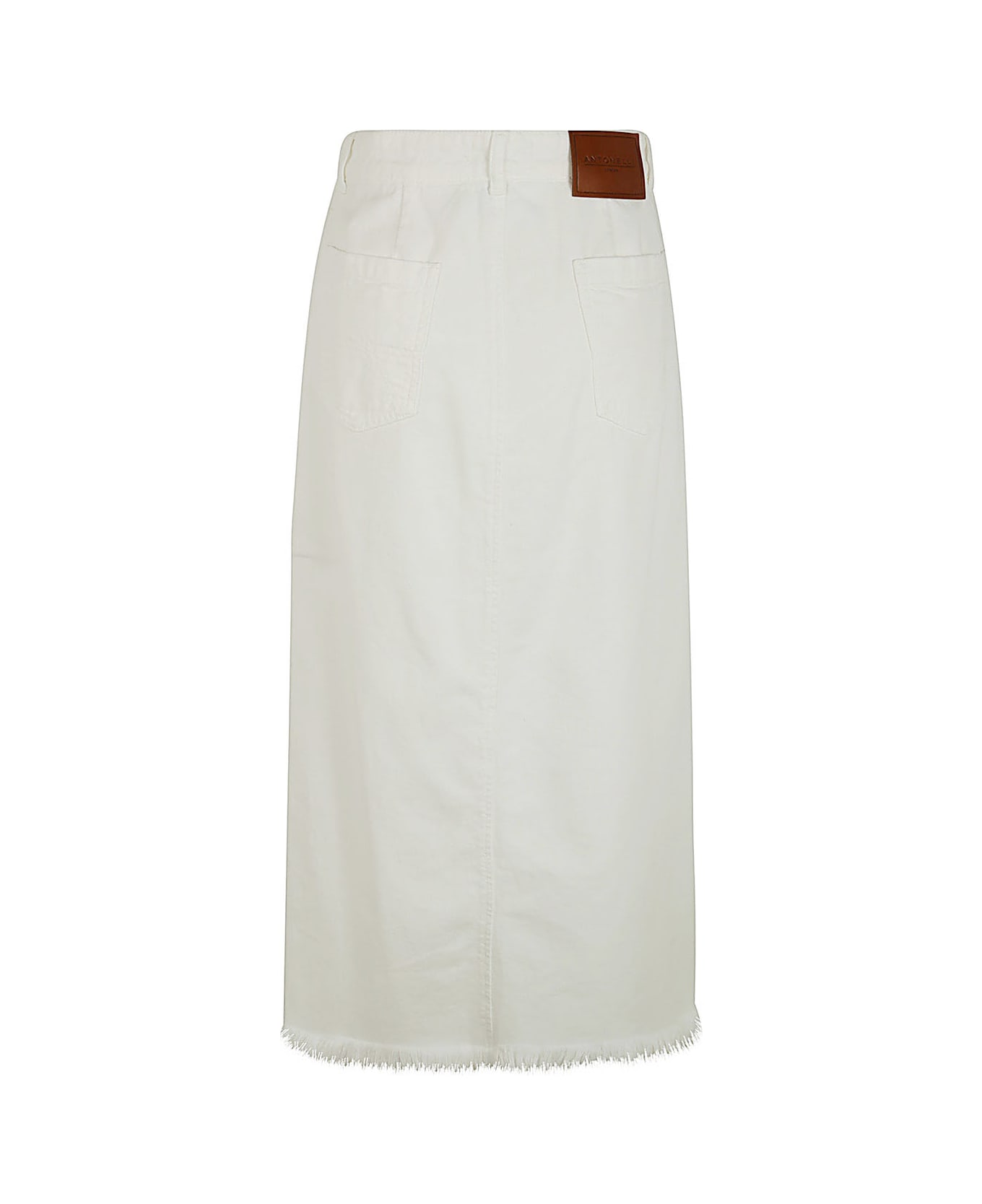 Antonelli Iago Denim Skirt With Slit - White スカート