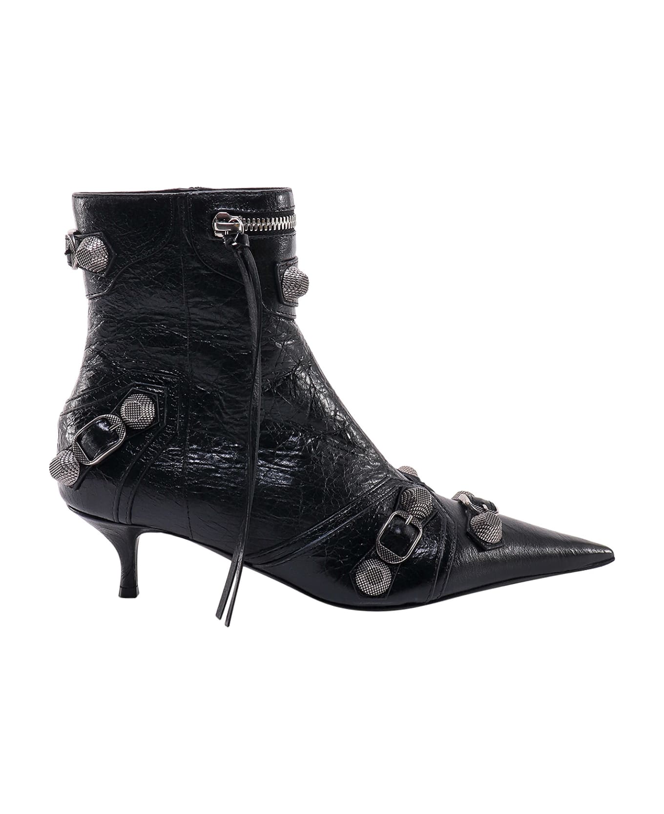 Balenciaga Low Heels Ankle Boots In Black Leather - Black ブーツ